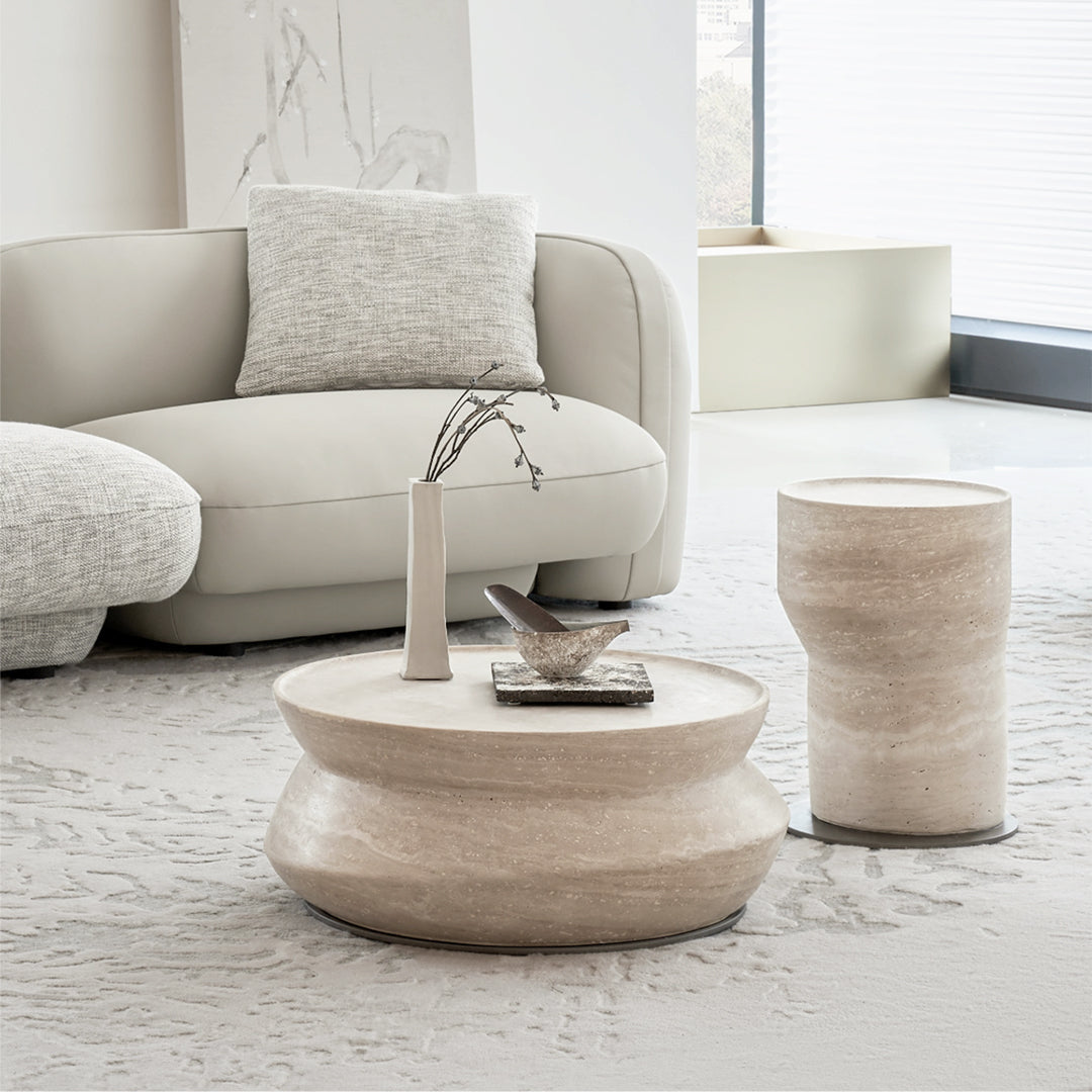Pre-order 25 Days Delivery Nimbus Travertine Small Side Table BMCJ-BJ6070-SMALL -  Side Tables - ebarza Furniture UAE | Shop Modern Furniture in Abu Dhabi & Dubai - مفروشات ايبازرا في الامارات | تسوق اثاث عصري وديكورات مميزة في دبي وابوظبي