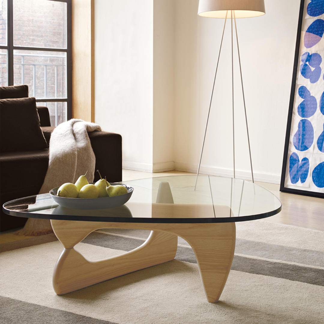 Noguchi Solid Wood Coffee Table With Glass Top Bp8083-N -  Coffee Tables - ebarza Furniture UAE | Shop Modern Furniture in Abu Dhabi & Dubai - مفروشات ايبازرا في الامارات | تسوق اثاث عصري وديكورات مميزة في دبي وابوظبي