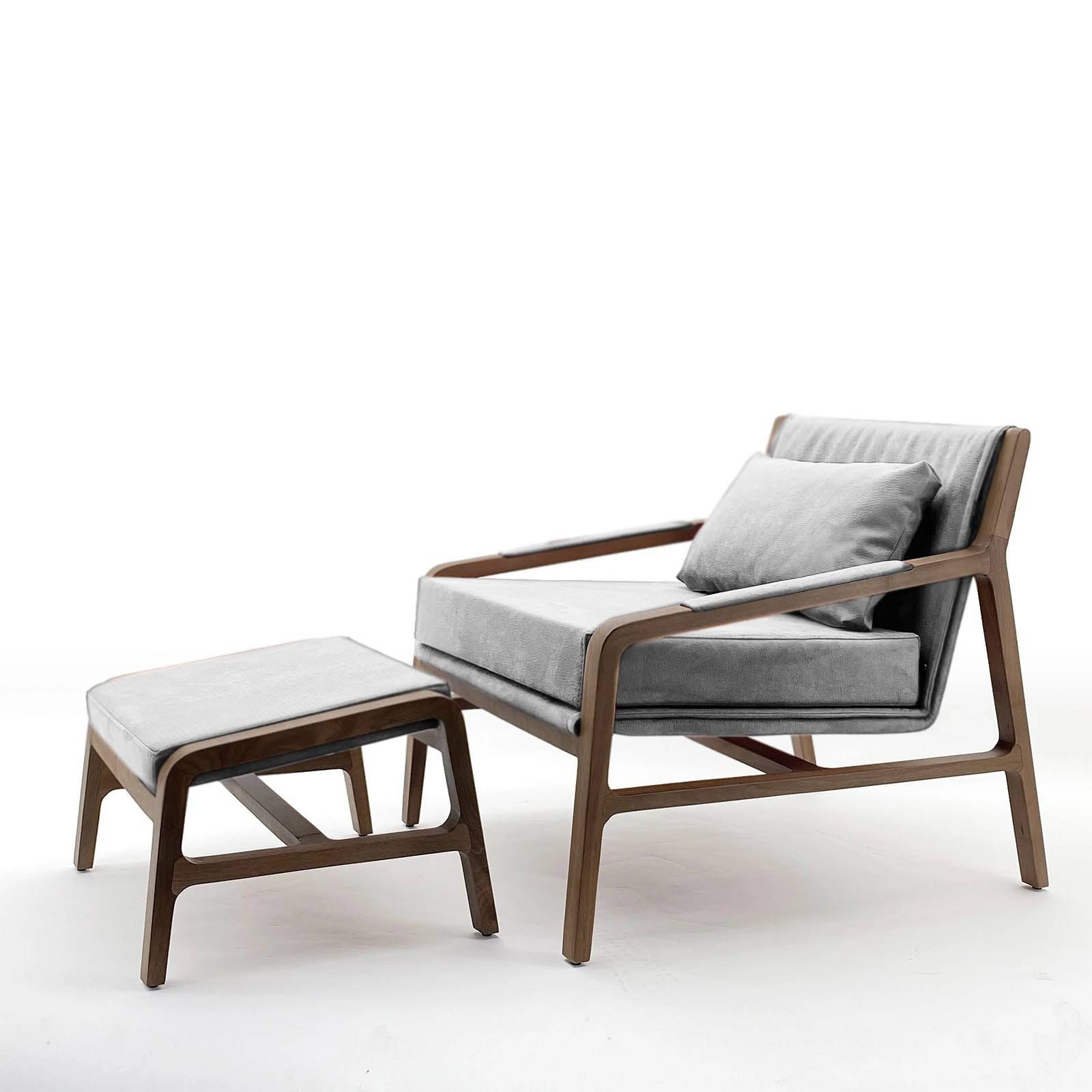 Nordic Solid Wood Lounge Chair And Ottoman Nordic-001-Grey(Rose Berger) -  Lounge Chairs - ebarza Furniture UAE | Shop Modern Furniture in Abu Dhabi & Dubai - مفروشات ايبازرا في الامارات | تسوق اثاث عصري وديكورات مميزة في دبي وابوظبي