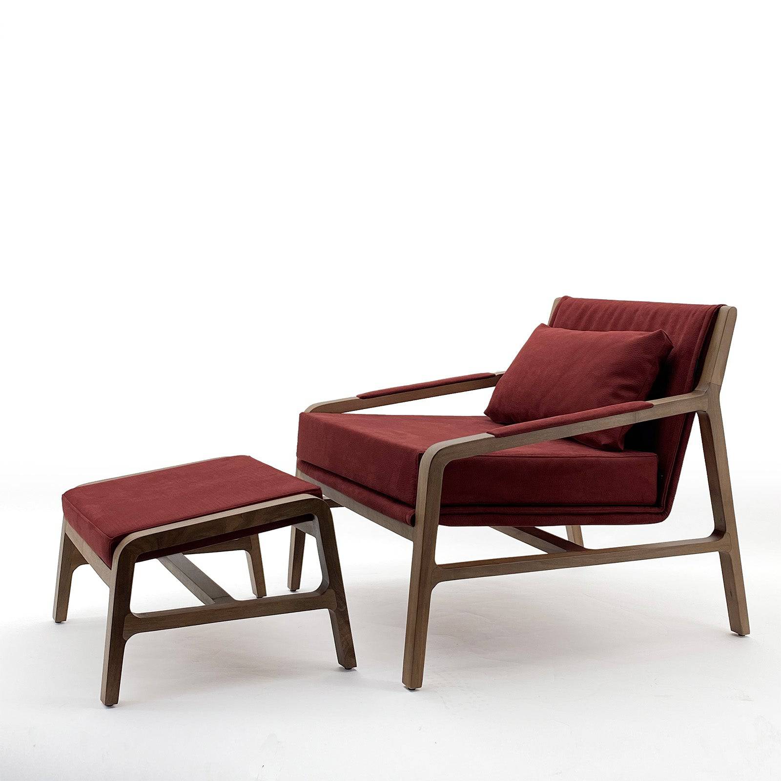 Nordic Solid Wood Lounge Chair And Ottoman Nordic-001-R(Rose Berger) -  Lounge Chairs - ebarza Furniture UAE | Shop Modern Furniture in Abu Dhabi & Dubai - مفروشات ايبازرا في الامارات | تسوق اثاث عصري وديكورات مميزة في دبي وابوظبي