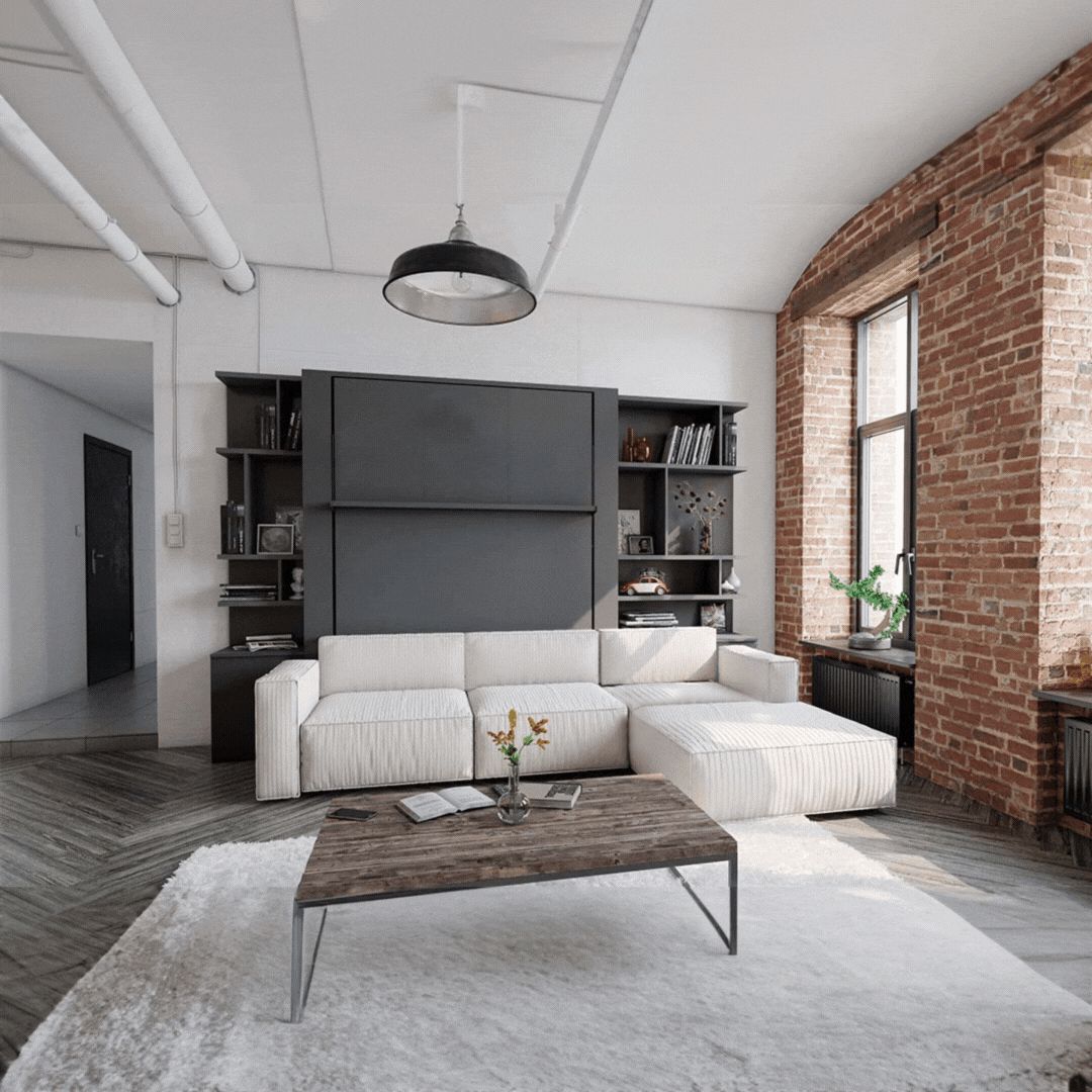 Nova Convertable Queen Sofabed with Shelves & Quality Mattress 250 -  Bedsteads - ebarza Furniture UAE | Shop Modern Furniture in Abu Dhabi & Dubai - مفروشات ايبازرا في الامارات | تسوق اثاث عصري وديكورات مميزة في دبي وابوظبي