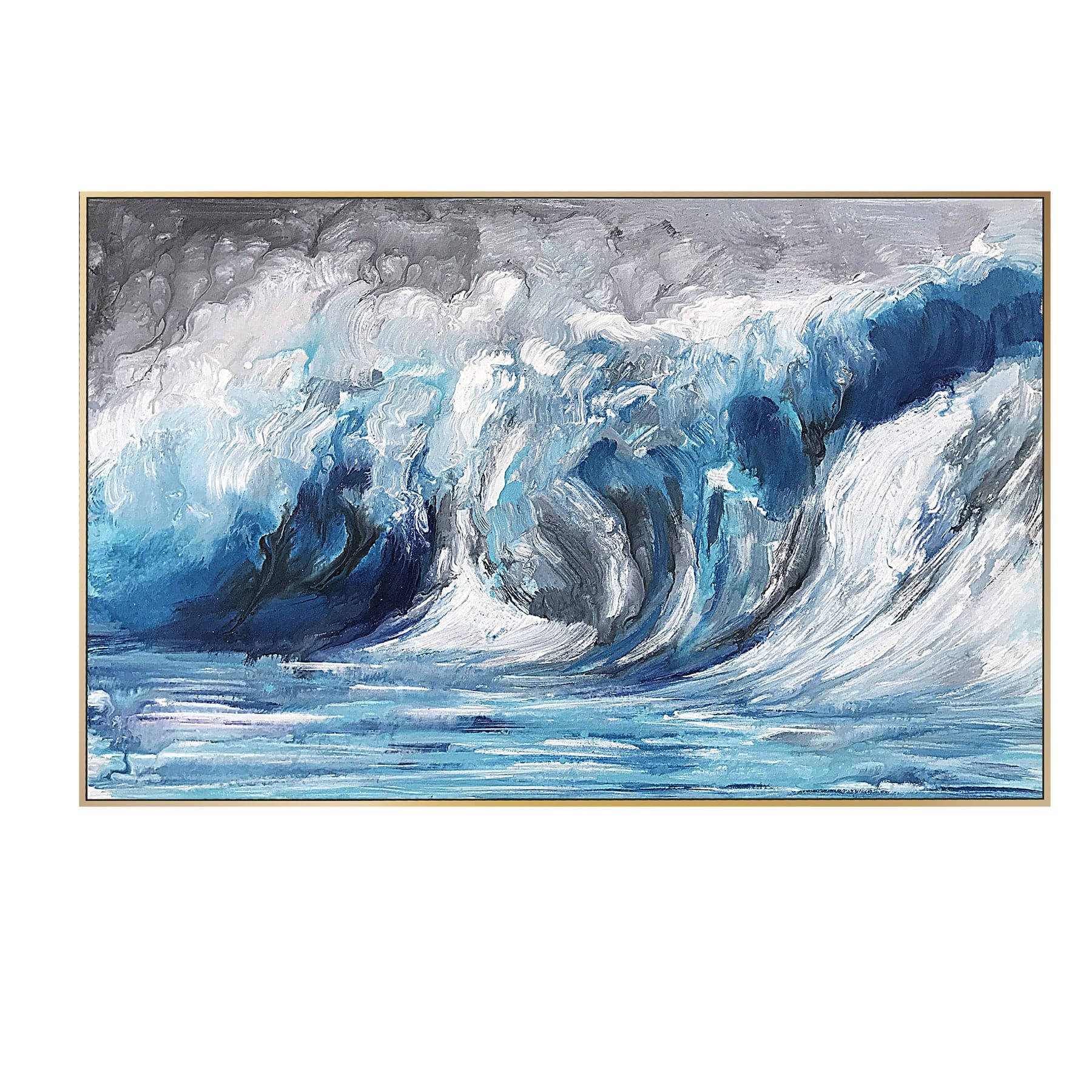 Ocean Waves Hand Painted Art Painting With 120X80 Cm Frame Soaap0010 -  Paintings - ebarza Furniture UAE | Shop Modern Furniture in Abu Dhabi & Dubai - مفروشات ايبازرا في الامارات | تسوق اثاث عصري وديكورات مميزة في دبي وابوظبي