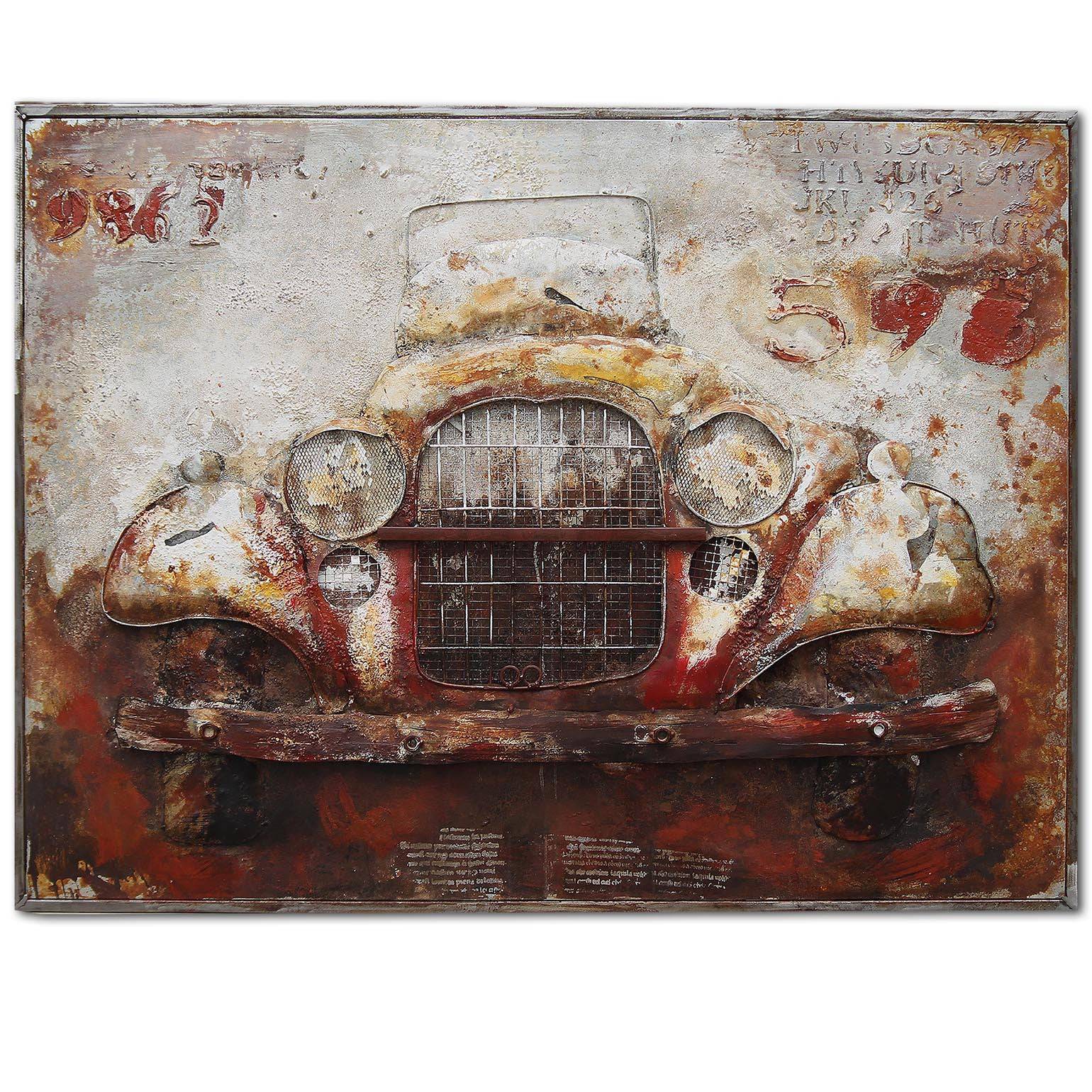 Old Car Handcrafted Metal Art Painting 120X90 Cm Soap015 -  Paintings - ebarza Furniture UAE | Shop Modern Furniture in Abu Dhabi & Dubai - مفروشات ايبازرا في الامارات | تسوق اثاث عصري وديكورات مميزة في دبي وابوظبي