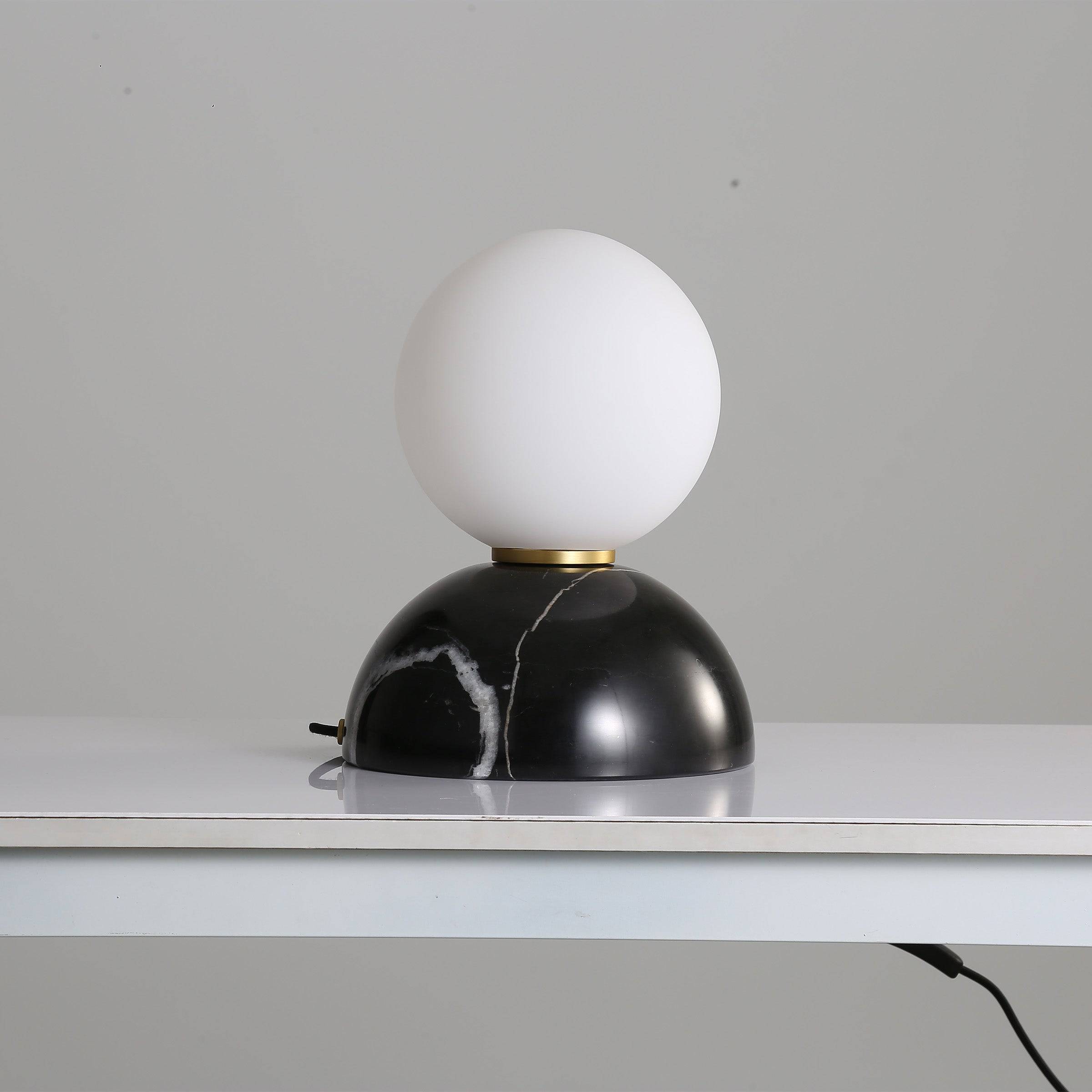 Opal Glass Shade With Black Marble Base Table Lamp 8709T-Bk -  Desk\table Lamps | مصباح طاولة من الرخام بغطاء زجاجي أوبال بقاعدة من الرخام الأسود - ebarza Furniture UAE | Shop Modern Furniture in Abu Dhabi & Dubai - مفروشات ايبازرا في الامارات | تسوق اثاث عصري وديكورات مميزة في دبي وابوظبي