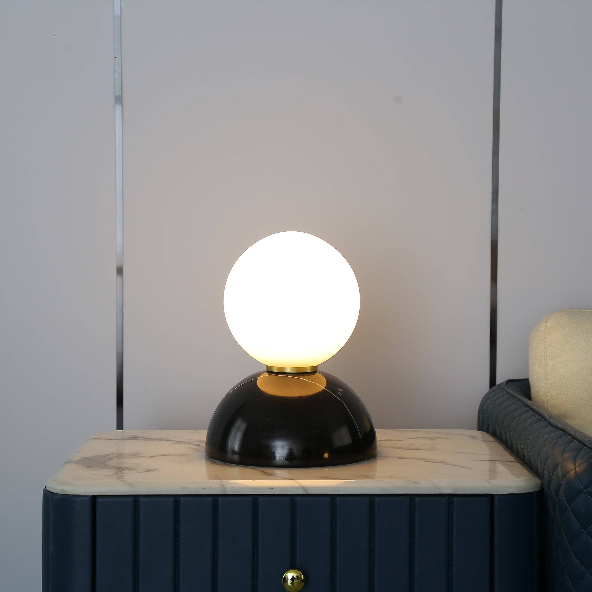 Opal Glass Shade With Black Marble Base Table Lamp 8709T-Bk -  Desk\table Lamps | مصباح طاولة من الرخام بغطاء زجاجي أوبال بقاعدة من الرخام الأسود - ebarza Furniture UAE | Shop Modern Furniture in Abu Dhabi & Dubai - مفروشات ايبازرا في الامارات | تسوق اثاث عصري وديكورات مميزة في دبي وابوظبي