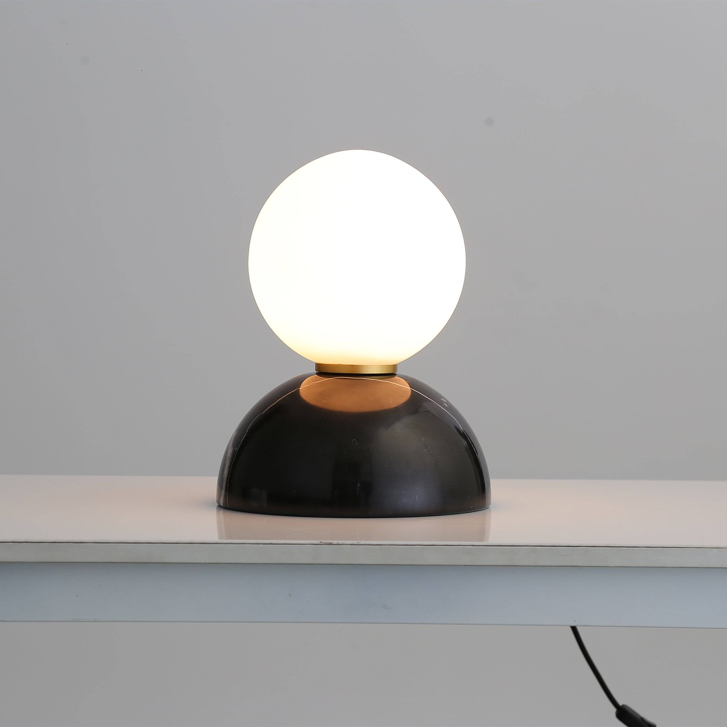 Opal Glass Shade With Black Marble Base Table Lamp 8709T-Bk -  Desk\table Lamps | مصباح طاولة من الرخام بغطاء زجاجي أوبال بقاعدة من الرخام الأسود - ebarza Furniture UAE | Shop Modern Furniture in Abu Dhabi & Dubai - مفروشات ايبازرا في الامارات | تسوق اثاث عصري وديكورات مميزة في دبي وابوظبي