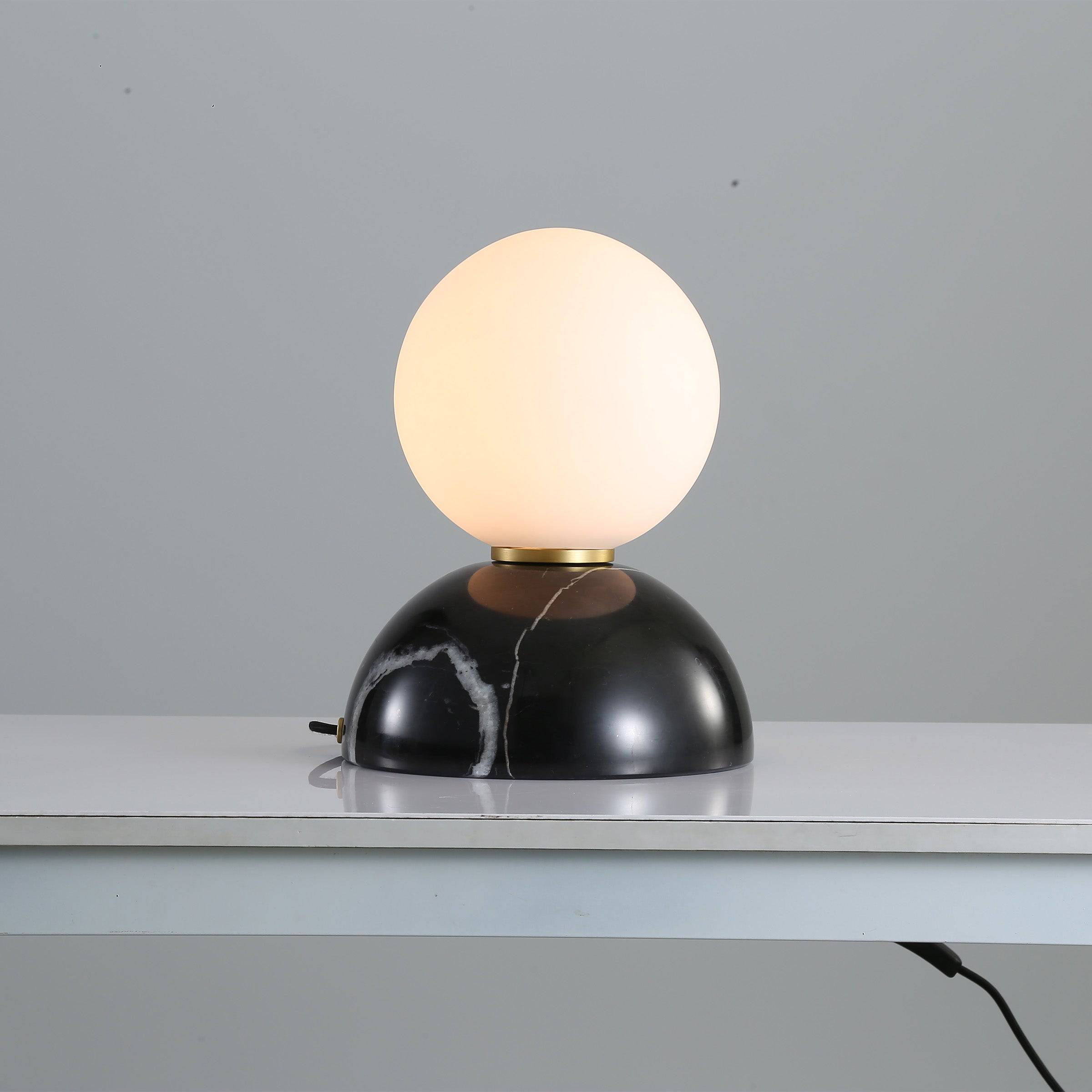 Opal Glass Shade With Black Marble Base Table Lamp 8709T-Bk -  Desk\table Lamps | مصباح طاولة من الرخام بغطاء زجاجي أوبال بقاعدة من الرخام الأسود - ebarza Furniture UAE | Shop Modern Furniture in Abu Dhabi & Dubai - مفروشات ايبازرا في الامارات | تسوق اثاث عصري وديكورات مميزة في دبي وابوظبي