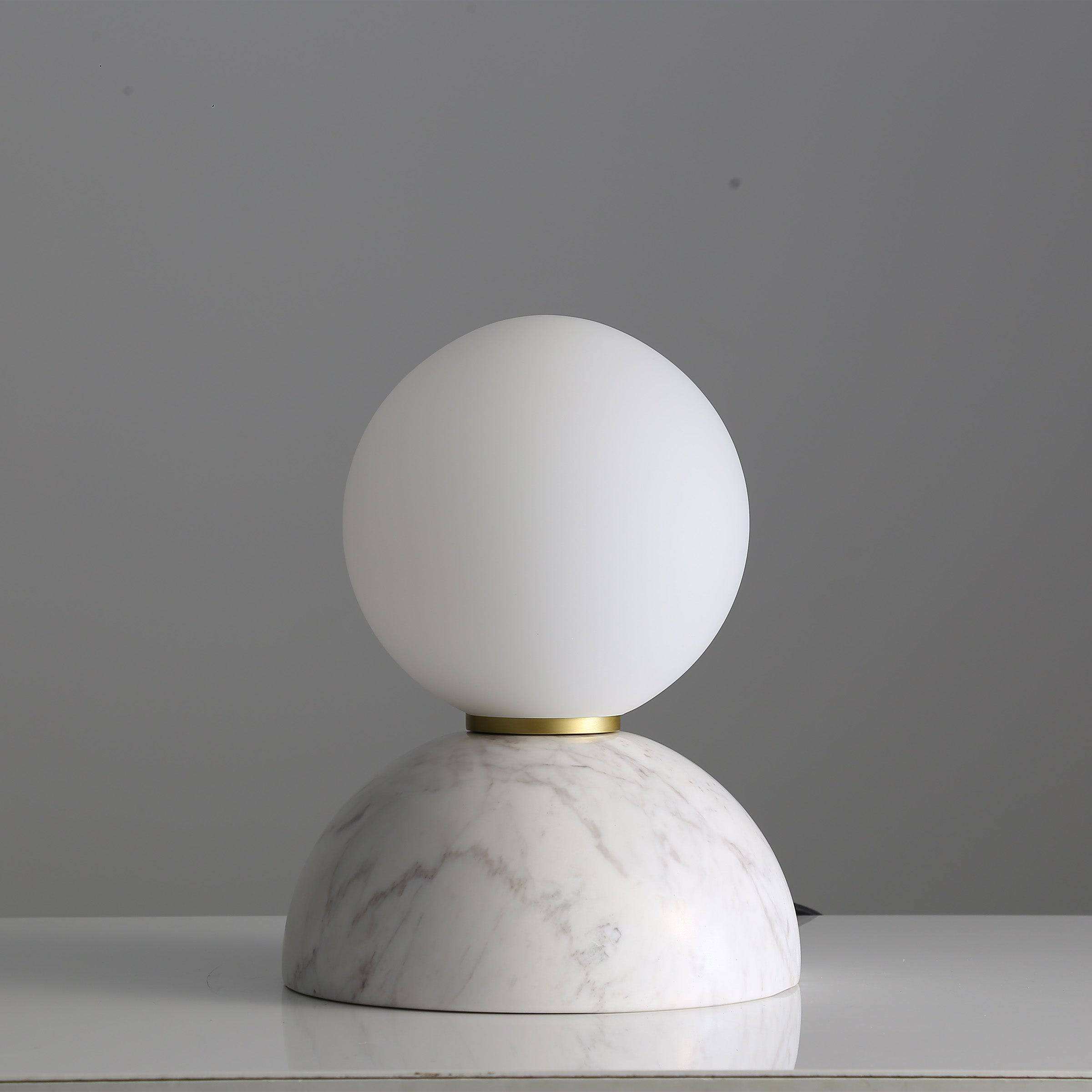 Opal Glass Shade With White Marble Base Table Lamp 8709T-We -  Desk\table Lamps | مصباح طاولة غطاء زجاجي أوبال مع مصباح طاولة بقاعدة من الرخام الأبيض - ebarza Furniture UAE | Shop Modern Furniture in Abu Dhabi & Dubai - مفروشات ايبازرا في الامارات | تسوق اثاث عصري وديكورات مميزة في دبي وابوظبي