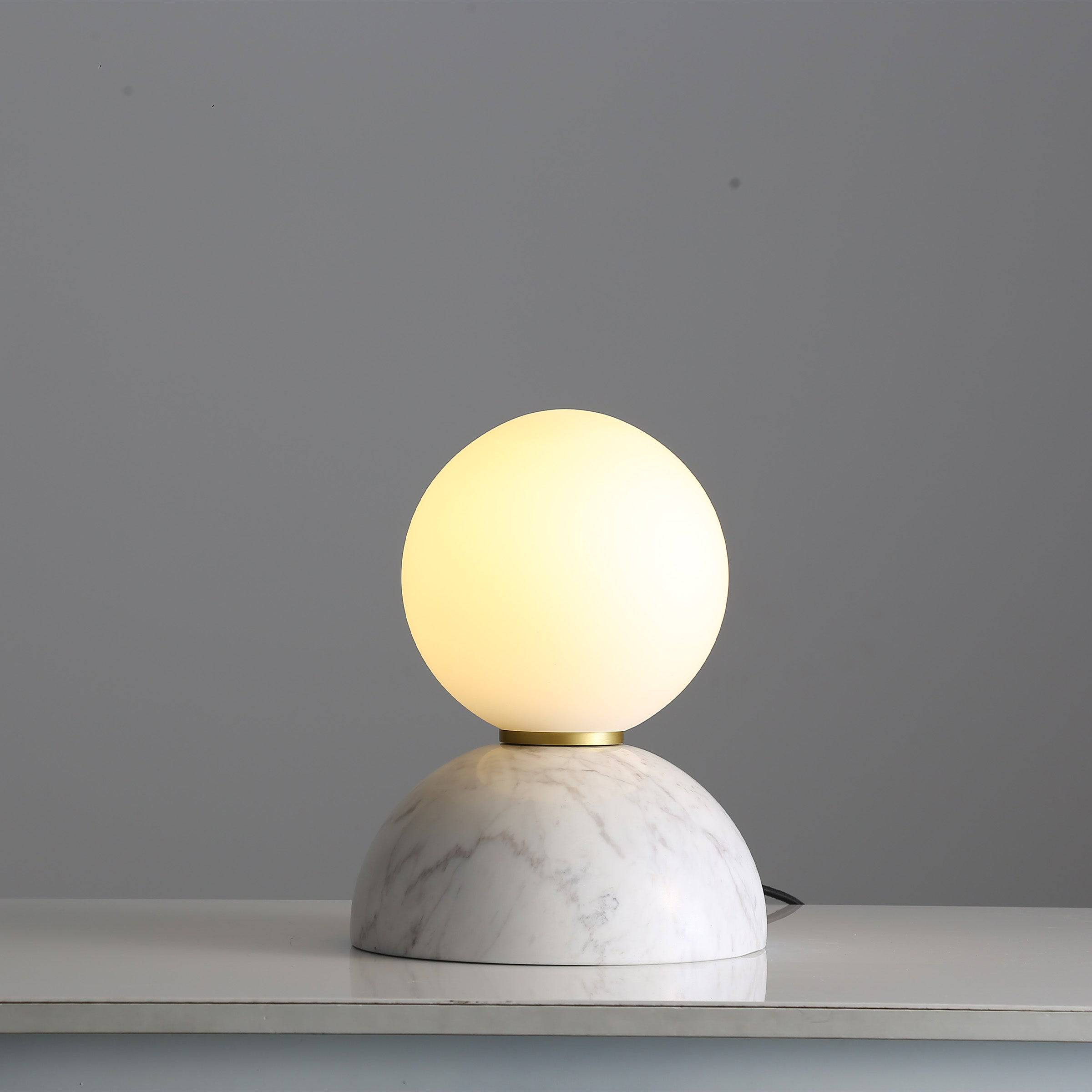 Opal Glass Shade With White Marble Base Table Lamp 8709T-We -  Desk\table Lamps | مصباح طاولة غطاء زجاجي أوبال مع مصباح طاولة بقاعدة من الرخام الأبيض - ebarza Furniture UAE | Shop Modern Furniture in Abu Dhabi & Dubai - مفروشات ايبازرا في الامارات | تسوق اثاث عصري وديكورات مميزة في دبي وابوظبي