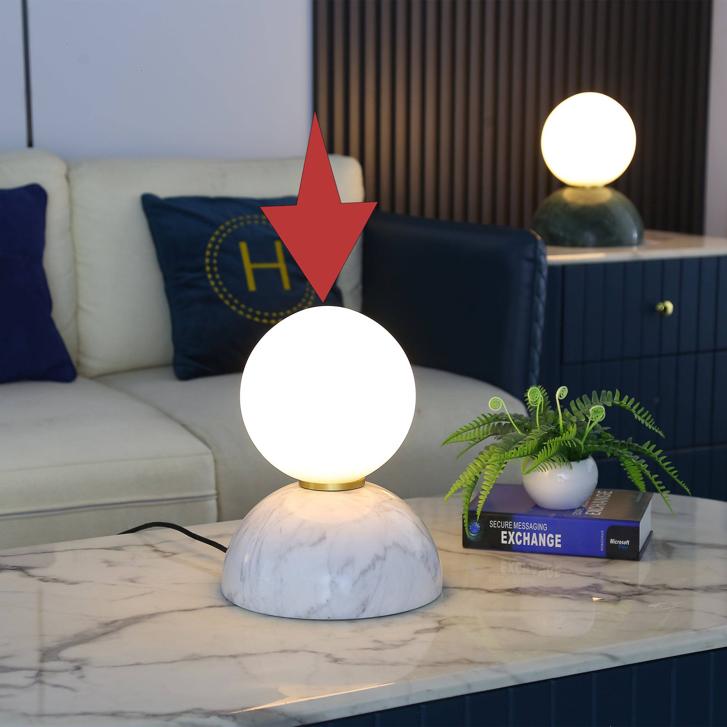 Opal Glass Shade With White Marble Base Table Lamp 8709T-We -  Desk\table Lamps | مصباح طاولة غطاء زجاجي أوبال مع مصباح طاولة بقاعدة من الرخام الأبيض - ebarza Furniture UAE | Shop Modern Furniture in Abu Dhabi & Dubai - مفروشات ايبازرا في الامارات | تسوق اثاث عصري وديكورات مميزة في دبي وابوظبي