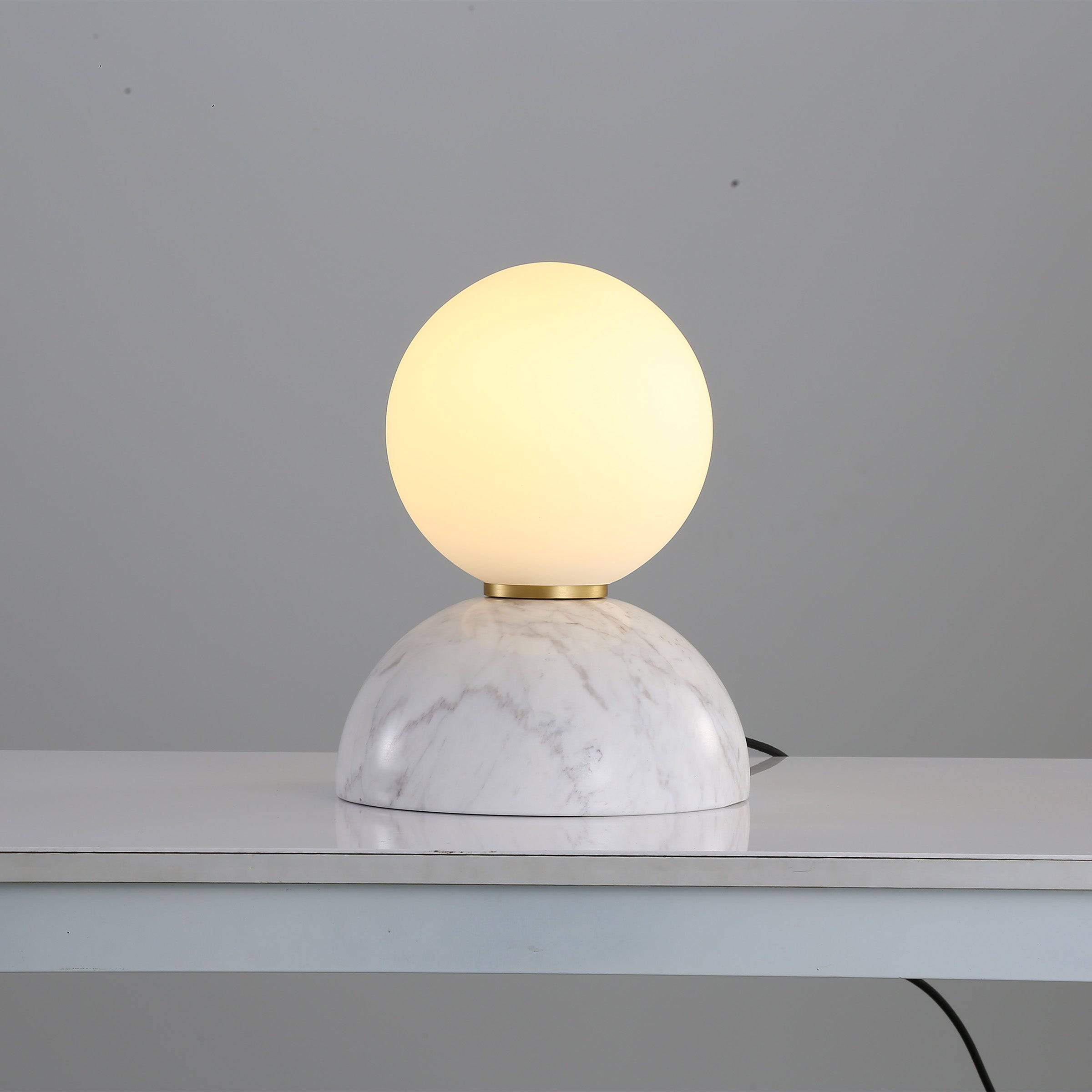 Opal Glass Shade With White Marble Base Table Lamp 8709T-We -  Desk\table Lamps | مصباح طاولة غطاء زجاجي أوبال مع مصباح طاولة بقاعدة من الرخام الأبيض - ebarza Furniture UAE | Shop Modern Furniture in Abu Dhabi & Dubai - مفروشات ايبازرا في الامارات | تسوق اثاث عصري وديكورات مميزة في دبي وابوظبي