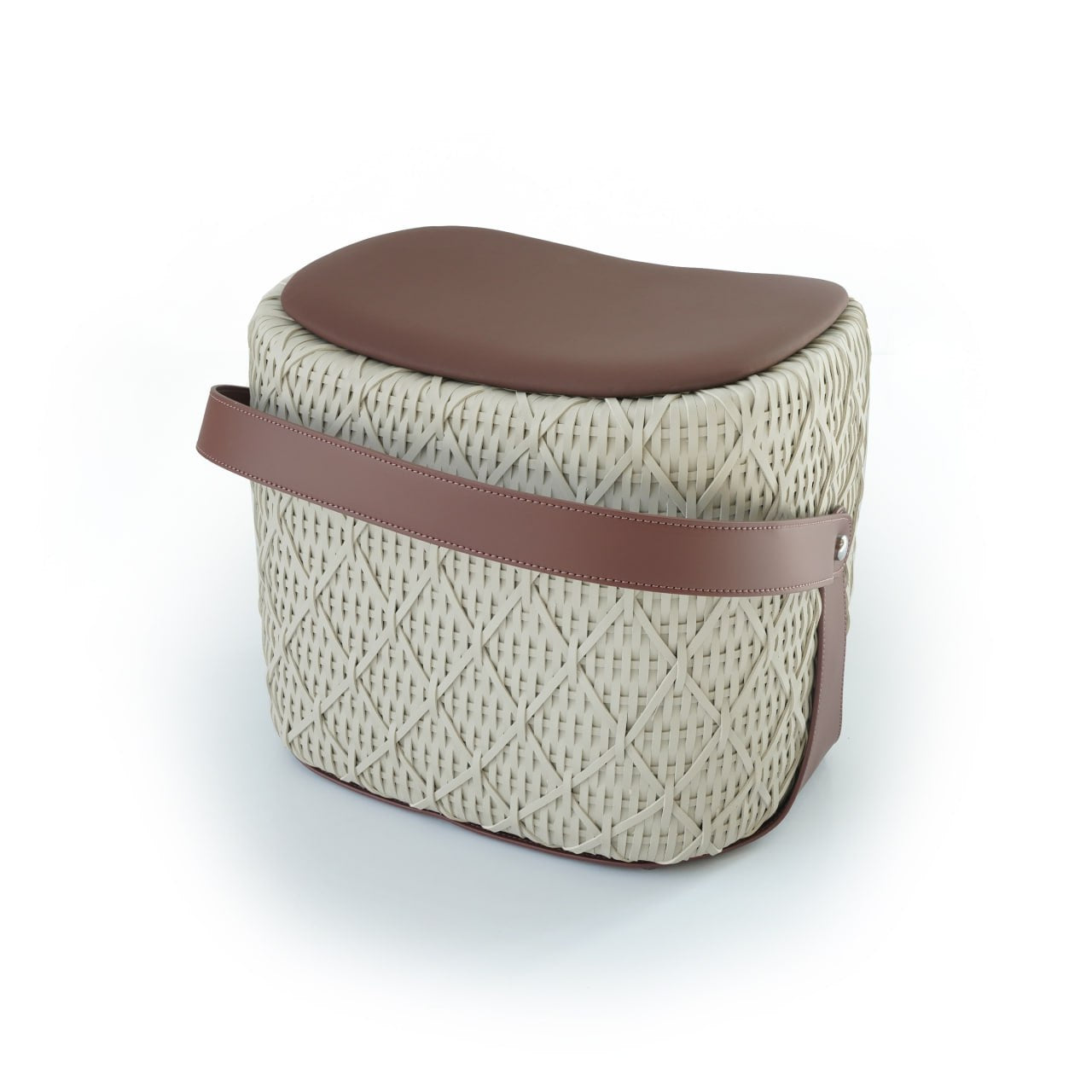 Pre Order 15 Days Delivery - Saddle leather Ottoman MLL-A57-Beige -  Poufs | الطلب المسبق التسليم خلال 45 يومًا - سرج بوف من الجلد - ebarza Furniture UAE | Shop Modern Furniture in Abu Dhabi & Dubai - مفروشات ايبازرا في الامارات | تسوق اثاث عصري وديكورات مميزة في دبي وابوظبي