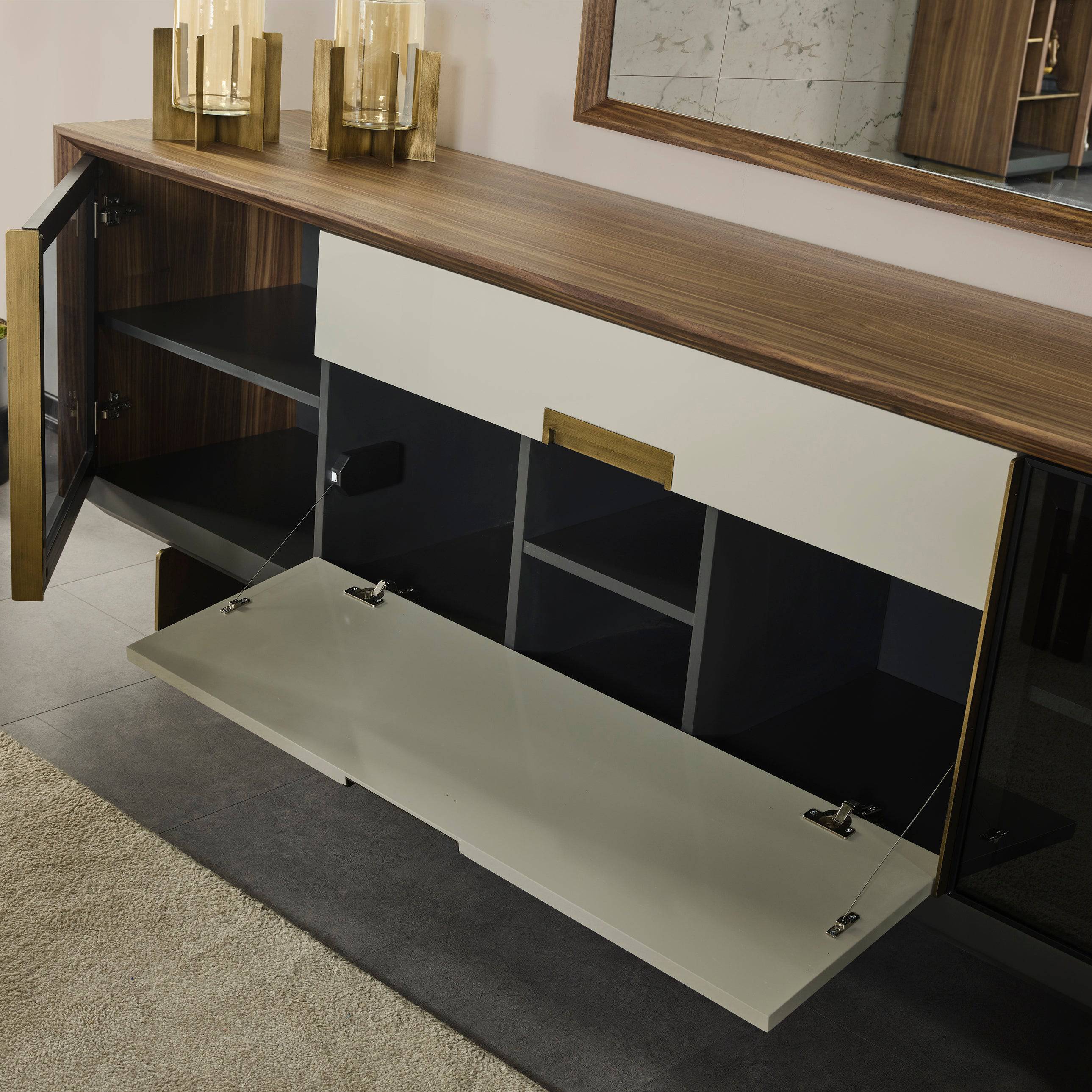 Pietra Kristal Sideboard And Mirror Krstl-Sbcnsl -  Sideboards | خزانة جانبية ومرآة من بييترا كريستال - ebarza Furniture UAE | Shop Modern Furniture in Abu Dhabi & Dubai - مفروشات ايبازرا في الامارات | تسوق اثاث عصري وديكورات مميزة في دبي وابوظبي