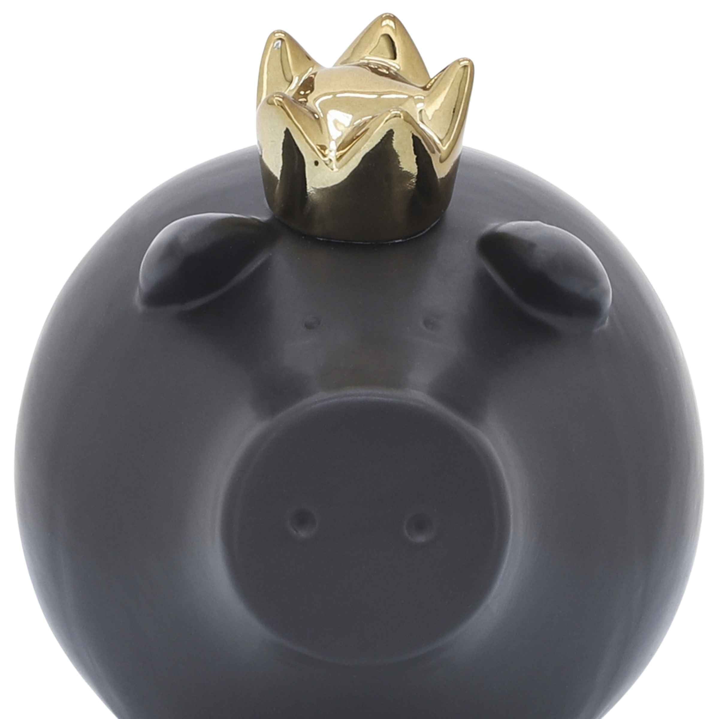 Pig With Crown Ceramic 15 Cm - Black 16955-04 -  Home Decor Figurines | خنزير مع تاج سيراميك 15 سم - اسود - ebarza Furniture UAE | Shop Modern Furniture in Abu Dhabi & Dubai - مفروشات ايبازرا في الامارات | تسوق اثاث عصري وديكورات مميزة في دبي وابوظبي