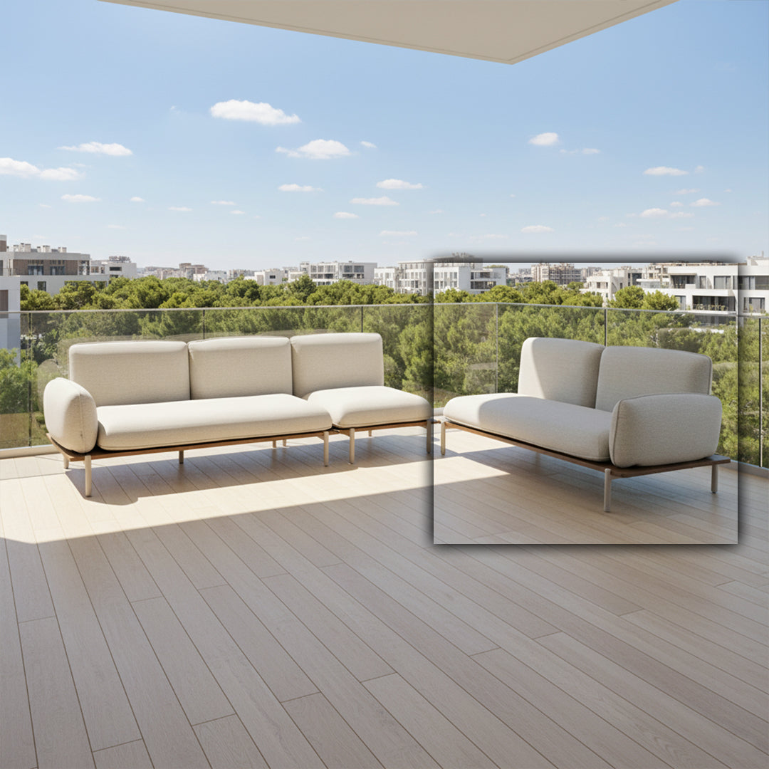 PILLOW 2-SEATER SOFA,LEFT MODULE,WITH ALU SEAT RIM  KC8804B85TEX -  Outdoor Sofas - ebarza Furniture UAE | Shop Modern Furniture in Abu Dhabi & Dubai - مفروشات ايبازرا في الامارات | تسوق اثاث عصري وديكورات مميزة في دبي وابوظبي