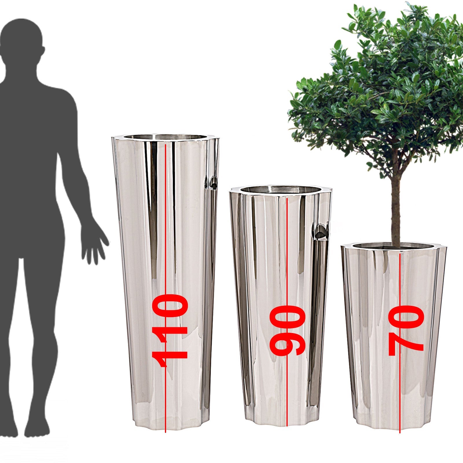 Display Item - Set Of 3 Large Handmade Stainless Steel Planter Box Jks063-64-65 Tg-P03Nakheel -  USED ITEM | قطعة من المعرض - مجموعة من 3 صناديق زراعه كبيرة مصنوعة يدويًا من الفولاذ المقاوم للصدأ - ebarza Furniture UAE | Shop Modern Furniture in Abu Dhabi & Dubai - مفروشات ايبازرا في الامارات | تسوق اثاث عصري وديكورات مميزة في دبي وابوظبي