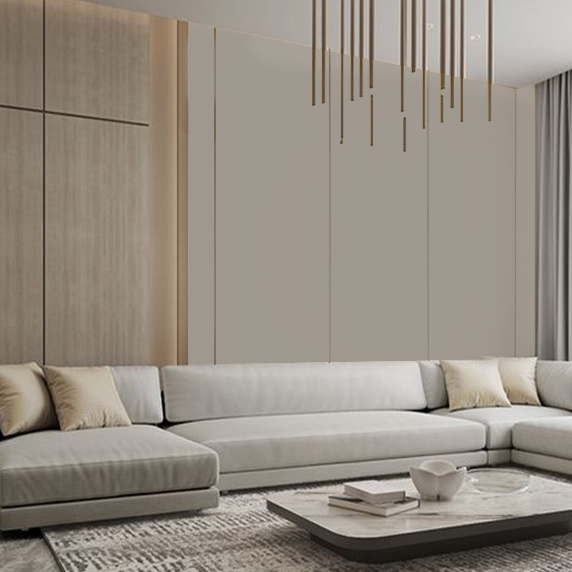 POWDER COATING MDF - DOUBLE-SIDED  BEVEL 45° (122x280x1.8cm,E0, 830 kg/m3,PROTECTIVE FILM) JD80035(Dark  Beige) WQ -  Wall Panels - ebarza Furniture UAE | Shop Modern Furniture in Abu Dhabi & Dubai - مفروشات ايبازرا في الامارات | تسوق اثاث عصري وديكورات مميزة في دبي وابوظبي