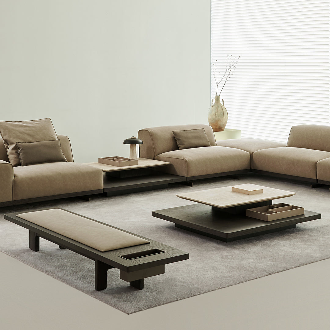 Miya Travertine Coffee Table - BMBO-BJ80350Y -  Coffee tables - ebarza Furniture UAE | Shop Modern Furniture in Abu Dhabi & Dubai - مفروشات ايبازرا في الامارات | تسوق اثاث عصري وديكورات مميزة في دبي وابوظبي