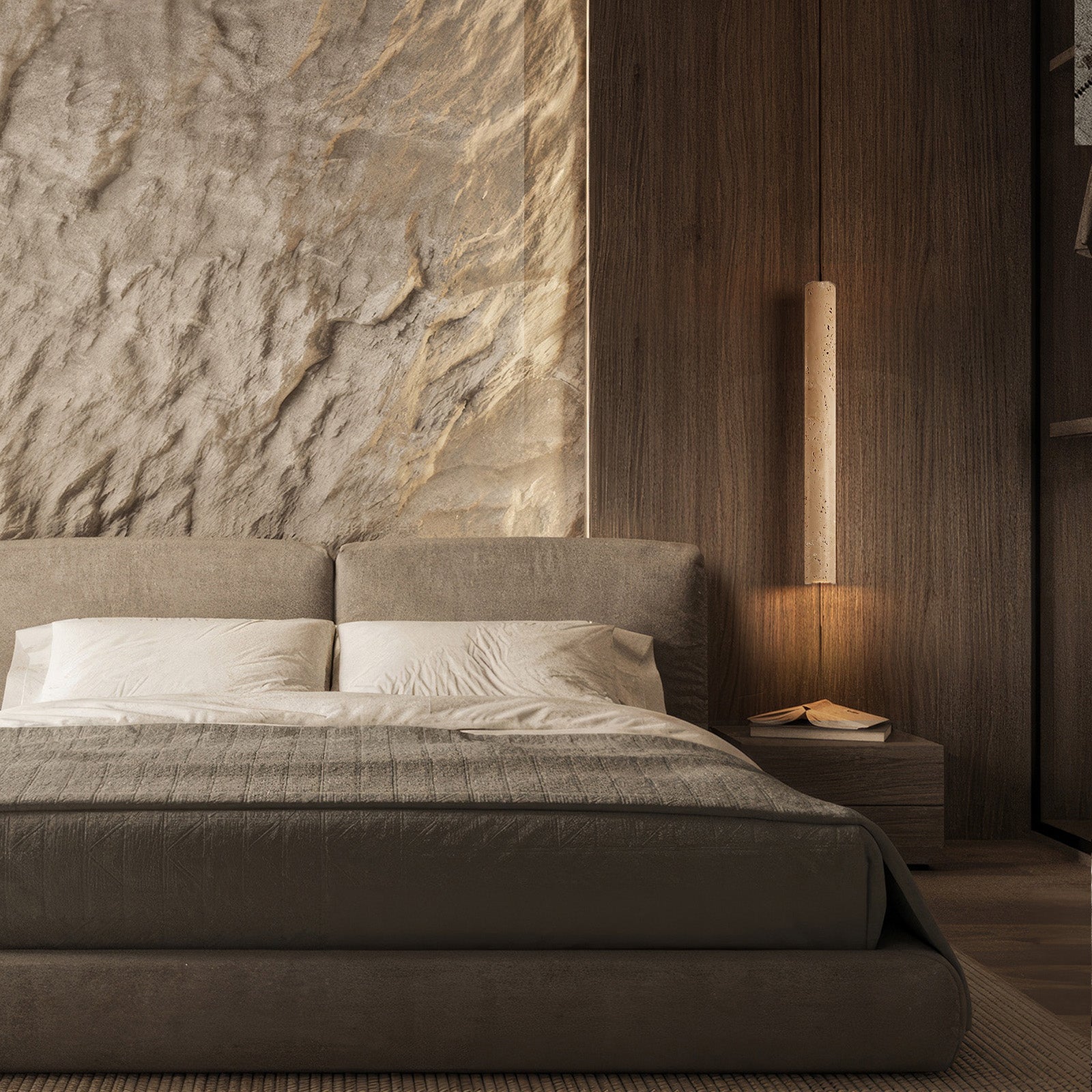 Beige Natural Travertine Marble Lamp 60313P60 -  Pendant Lamps - ebarza Furniture UAE | Shop Modern Furniture in Abu Dhabi & Dubai - مفروشات ايبازرا في الامارات | تسوق اثاث عصري وديكورات مميزة في دبي وابوظبي