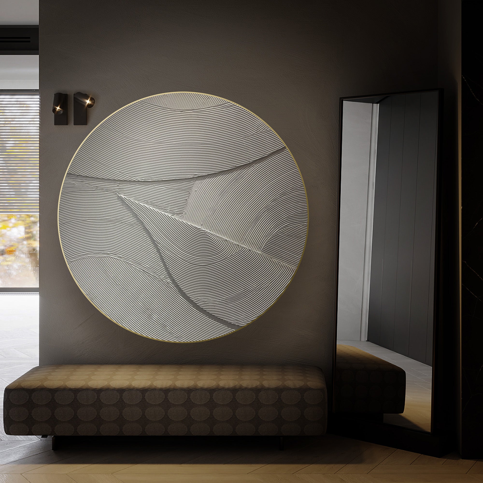 Hand Painted Art Gold Circle Metal FRAME Painting 120*120cm SOASAMPLE020 -  Paintings - ebarza Furniture UAE | Shop Modern Furniture in Abu Dhabi & Dubai - مفروشات ايبازرا في الامارات | تسوق اثاث عصري وديكورات مميزة في دبي وابوظبي