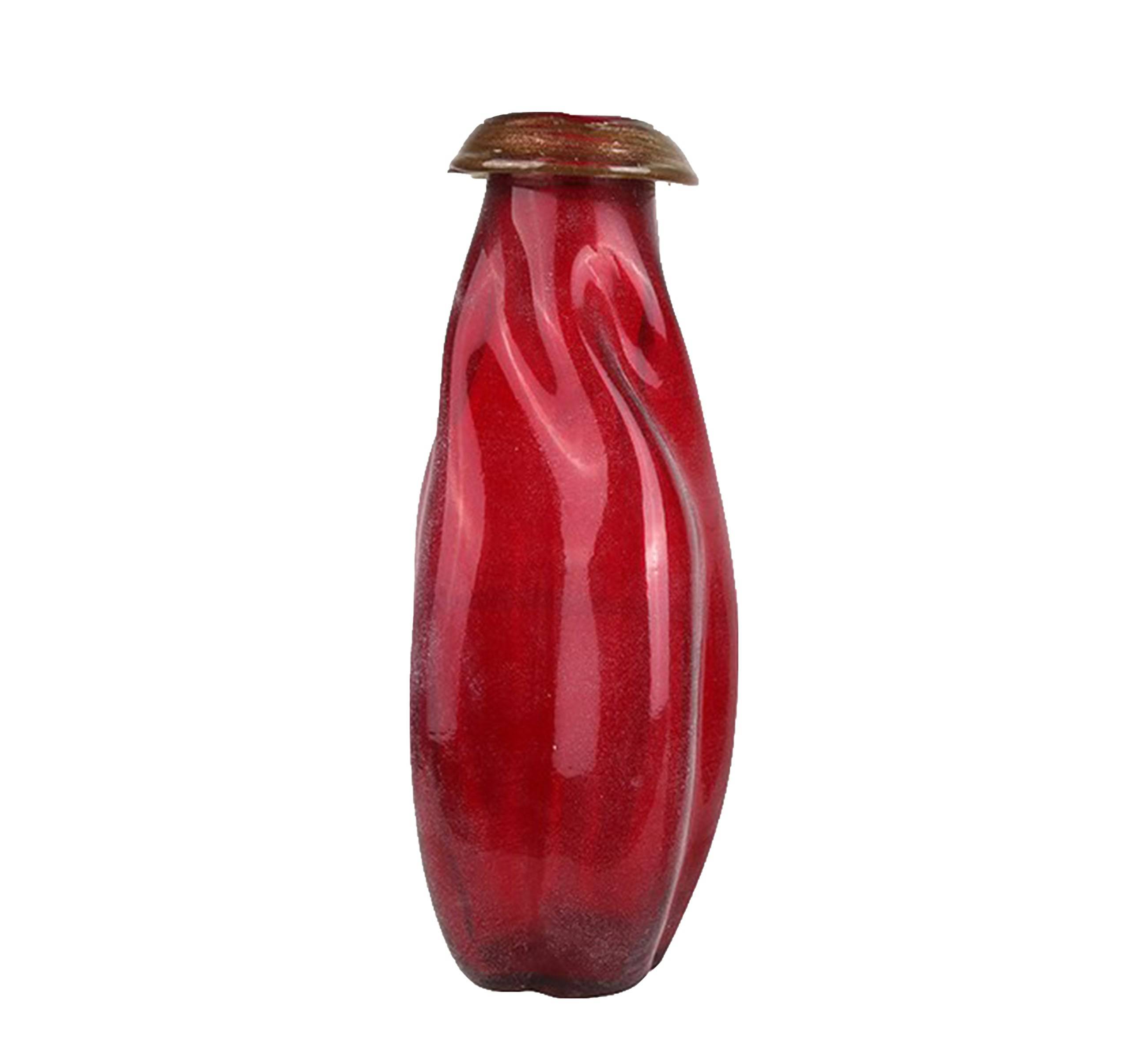 Red Glass Vase-L Fl-Zs253A -  Vases - ebarza Furniture UAE | Shop Modern Furniture in Abu Dhabi & Dubai - مفروشات ايبازرا في الامارات | تسوق اثاث عصري وديكورات مميزة في دبي وابوظبي