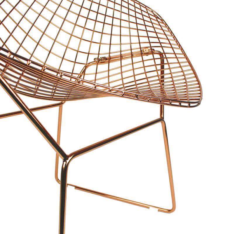 Rose Gold Diamond Wire Chair & Cushion Bp8019Rg -  Chairs - ebarza Furniture UAE | Shop Modern Furniture in Abu Dhabi & Dubai - مفروشات ايبازرا في الامارات | تسوق اثاث عصري وديكورات مميزة في دبي وابوظبي