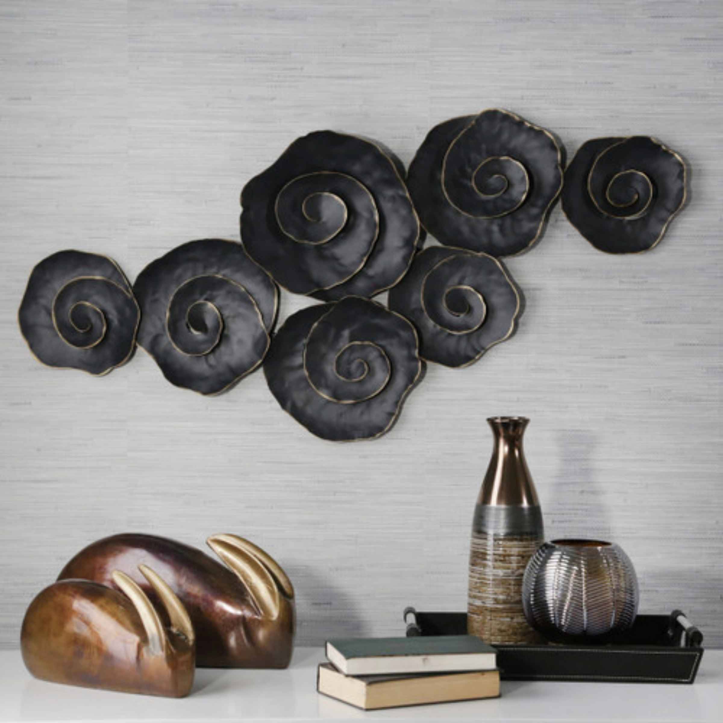 Rose Wall Decor 111.76 Cm  - Black 14751 -  Artwork | ورد ديكور الحائط 111.76 سم - أسود - ebarza Furniture UAE | Shop Modern Furniture in Abu Dhabi & Dubai - مفروشات ايبازرا في الامارات | تسوق اثاث عصري وديكورات مميزة في دبي وابوظبي