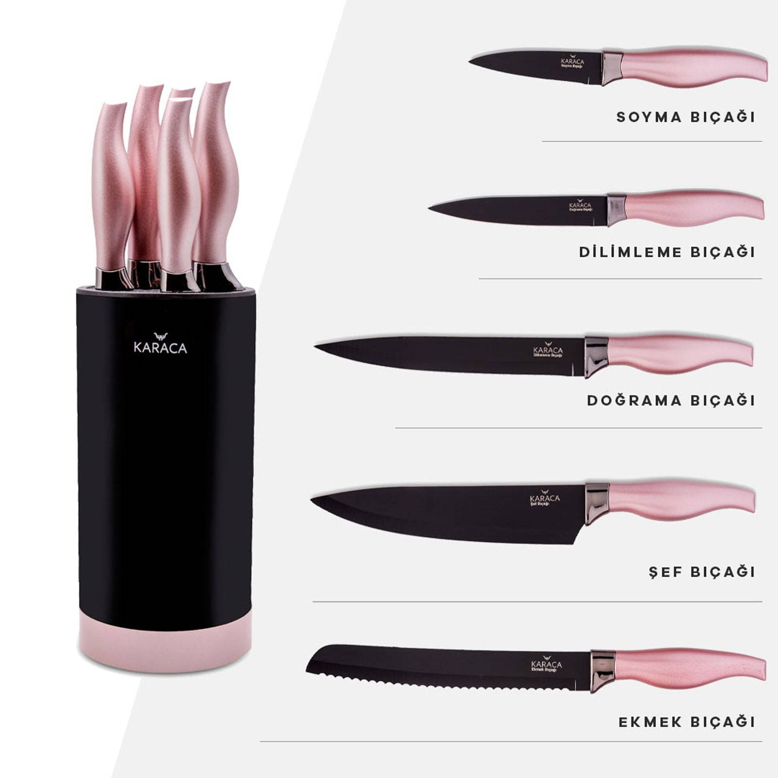 Rosegold 6 Piece Knife Set 153.03.07.4567 -  Kitchen Knives - ebarza Furniture UAE | Shop Modern Furniture in Abu Dhabi & Dubai - مفروشات ايبازرا في الامارات | تسوق اثاث عصري وديكورات مميزة في دبي وابوظبي