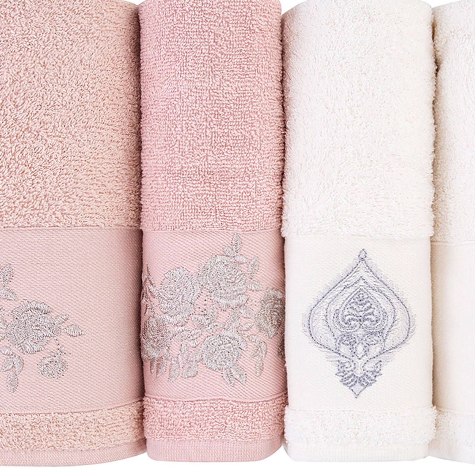 Roselyn Wave Pudra Offwhite Set 200.15.01.0153 -  Towels - ebarza Furniture UAE | Shop Modern Furniture in Abu Dhabi & Dubai - مفروشات ايبازرا في الامارات | تسوق اثاث عصري وديكورات مميزة في دبي وابوظبي