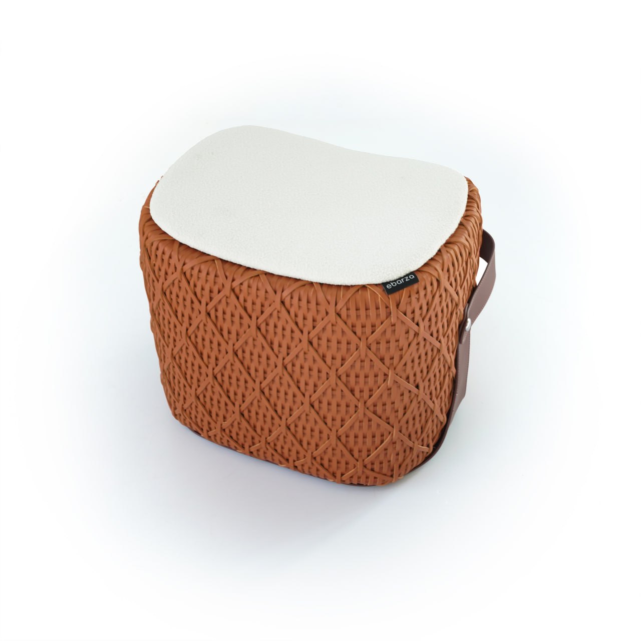 Saddle Leather Ottoman MLL-A57-Orange -  Poufs - ebarza Furniture UAE | Shop Modern Furniture in Abu Dhabi & Dubai - مفروشات ايبازرا في الامارات | تسوق اثاث عصري وديكورات مميزة في دبي وابوظبي