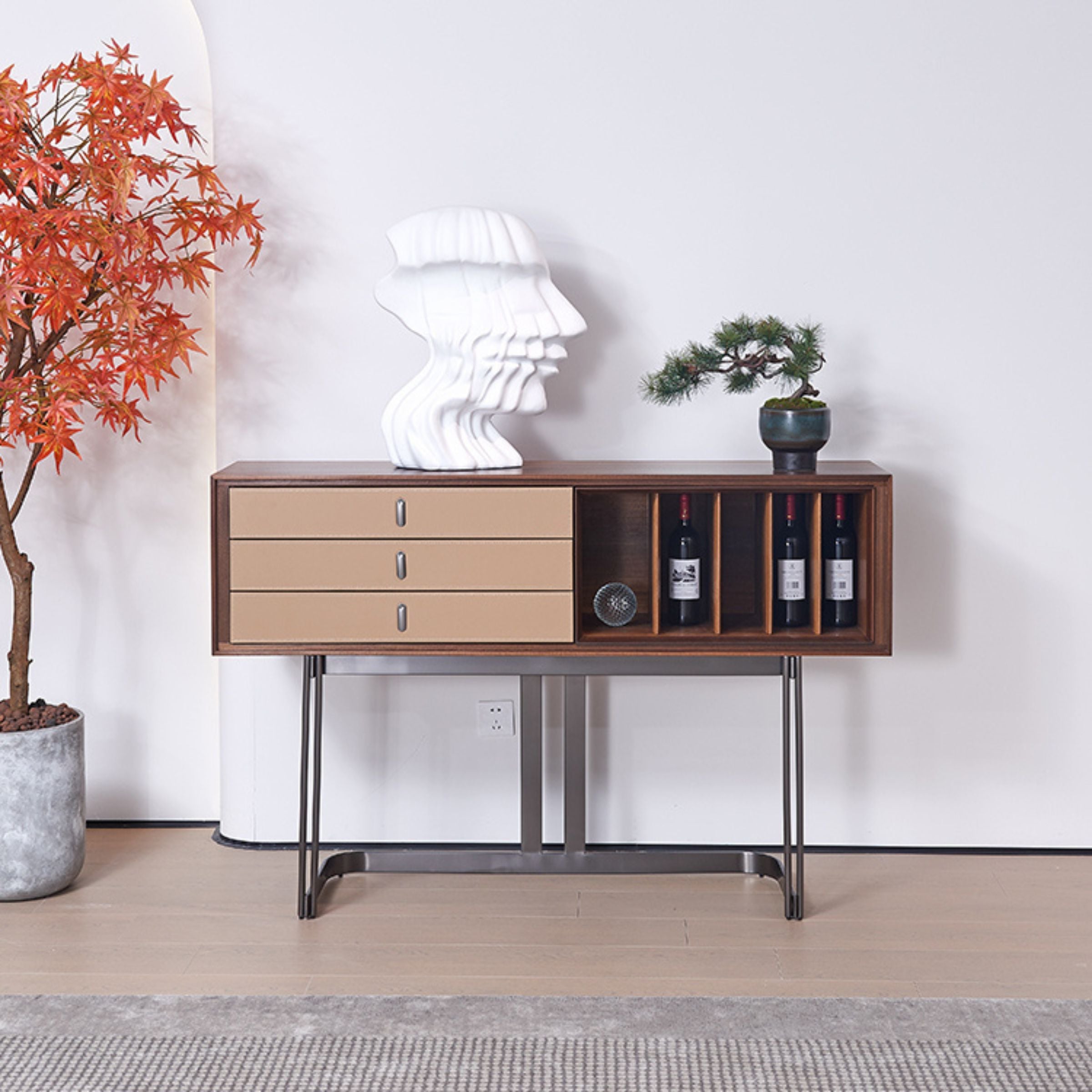 Saddle Leather Sideboard MLL-X01 -  Sideboards - ebarza Furniture UAE | Shop Modern Furniture in Abu Dhabi & Dubai - مفروشات ايبازرا في الامارات | تسوق اثاث عصري وديكورات مميزة في دبي وابوظبي