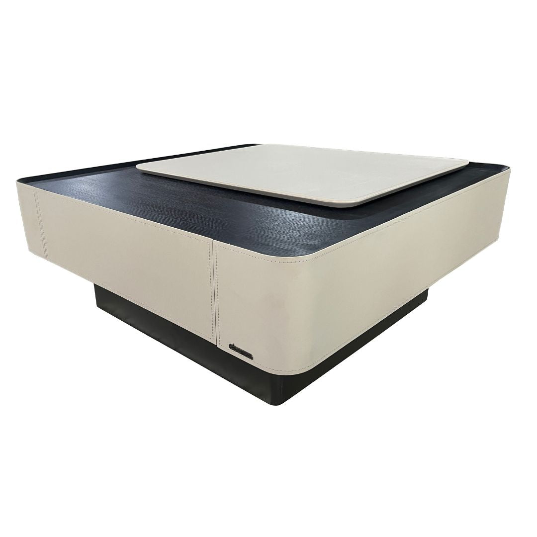 Saddle Leather Veneer Coffee Table MLL-D110 -  Coffee Tables | طاولة القهوة ذات القشرة الجلدية - ebarza Furniture UAE | Shop Modern Furniture in Abu Dhabi & Dubai - مفروشات ايبازرا في الامارات | تسوق اثاث عصري وديكورات مميزة في دبي وابوظبي