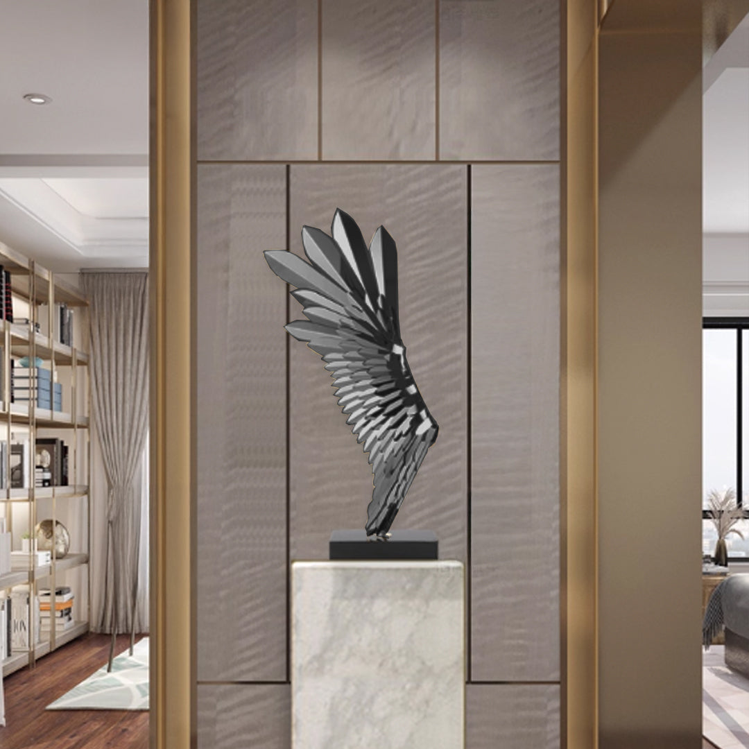 The Golden Wing Handcrafted Stainless Steel Table Artwork B0079 Brushed Black -  Artwork - ebarza Furniture UAE | Shop Modern Furniture in Abu Dhabi & Dubai - مفروشات ايبازرا في الامارات | تسوق اثاث عصري وديكورات مميزة في دبي وابوظبي
