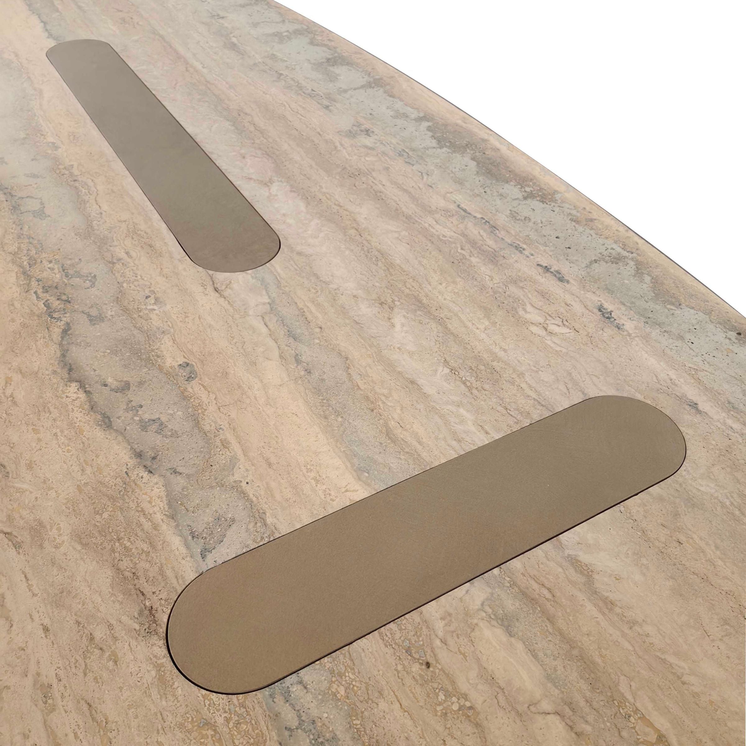 Semi Shiny Sliver Travertine Dining Table - EB08DT -  Dining Tables - ebarza Furniture UAE | Shop Modern Furniture in Abu Dhabi & Dubai - مفروشات ايبازرا في الامارات | تسوق اثاث عصري وديكورات مميزة في دبي وابوظبي
