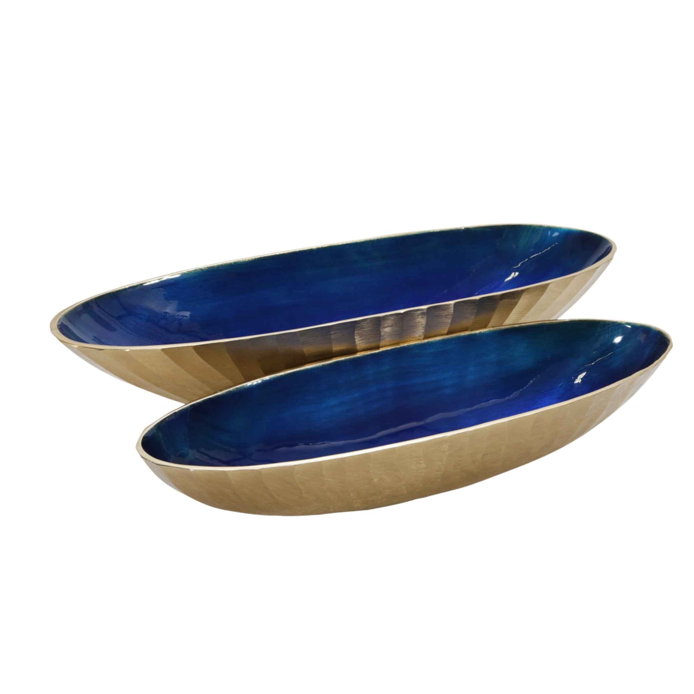 Set Of 2 Aluminum Oval Bowl - Blue 15235-02 -  Bowls | طقم مكون من 2 وعاء ألومنيوم بيضاوي - أزرق - ebarza Furniture UAE | Shop Modern Furniture in Abu Dhabi & Dubai - مفروشات ايبازرا في الامارات | تسوق اثاث عصري وديكورات مميزة في دبي وابوظبي