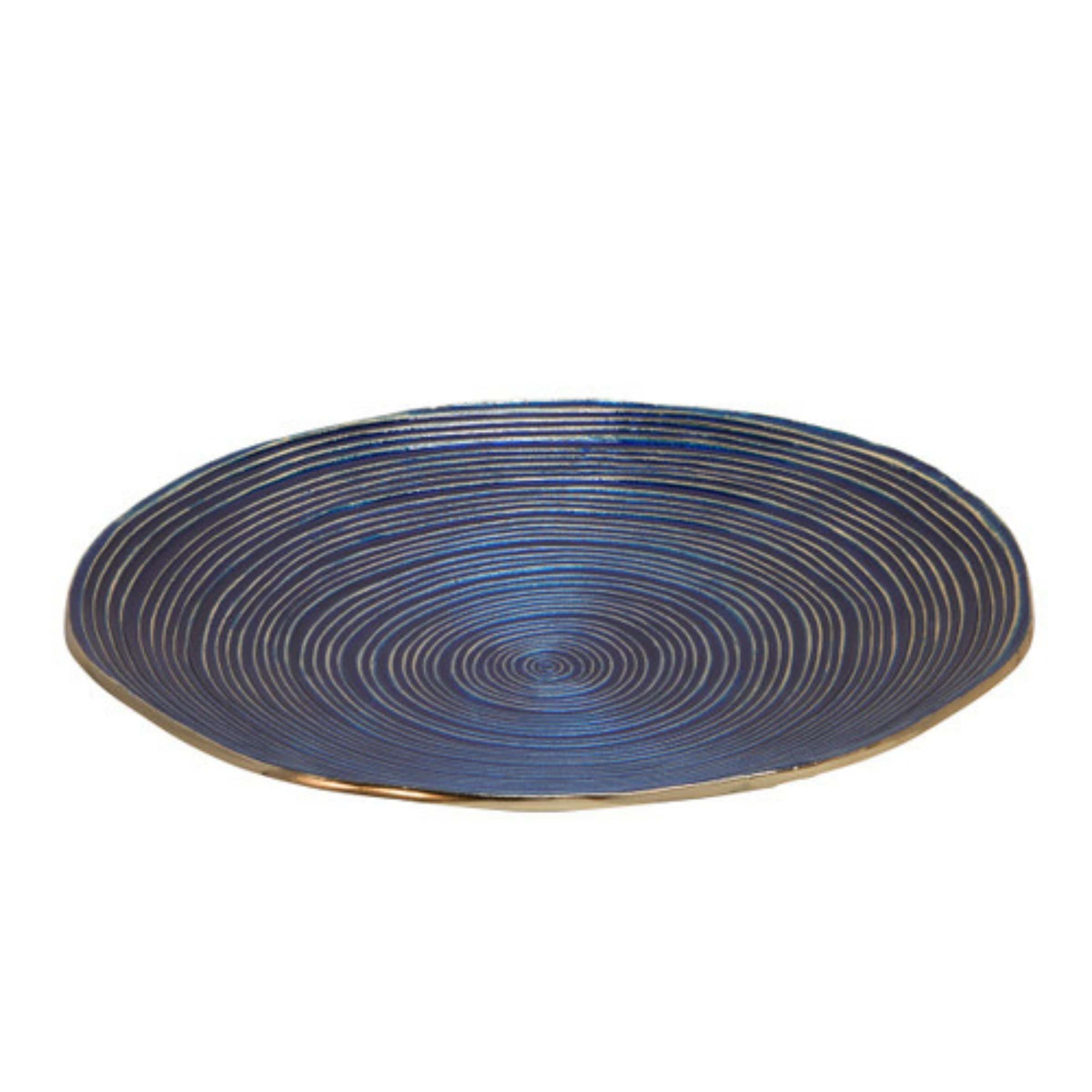 Set Of 2 Decorative Metal Swirl Tray - Blue/Multi 15559 -  Trays | مجموعة مكونة من 2 صينية دوامة معدنية للزينة - أزرق / متعدد - ebarza Furniture UAE | Shop Modern Furniture in Abu Dhabi & Dubai - مفروشات ايبازرا في الامارات | تسوق اثاث عصري وديكورات مميزة في دبي وابوظبي