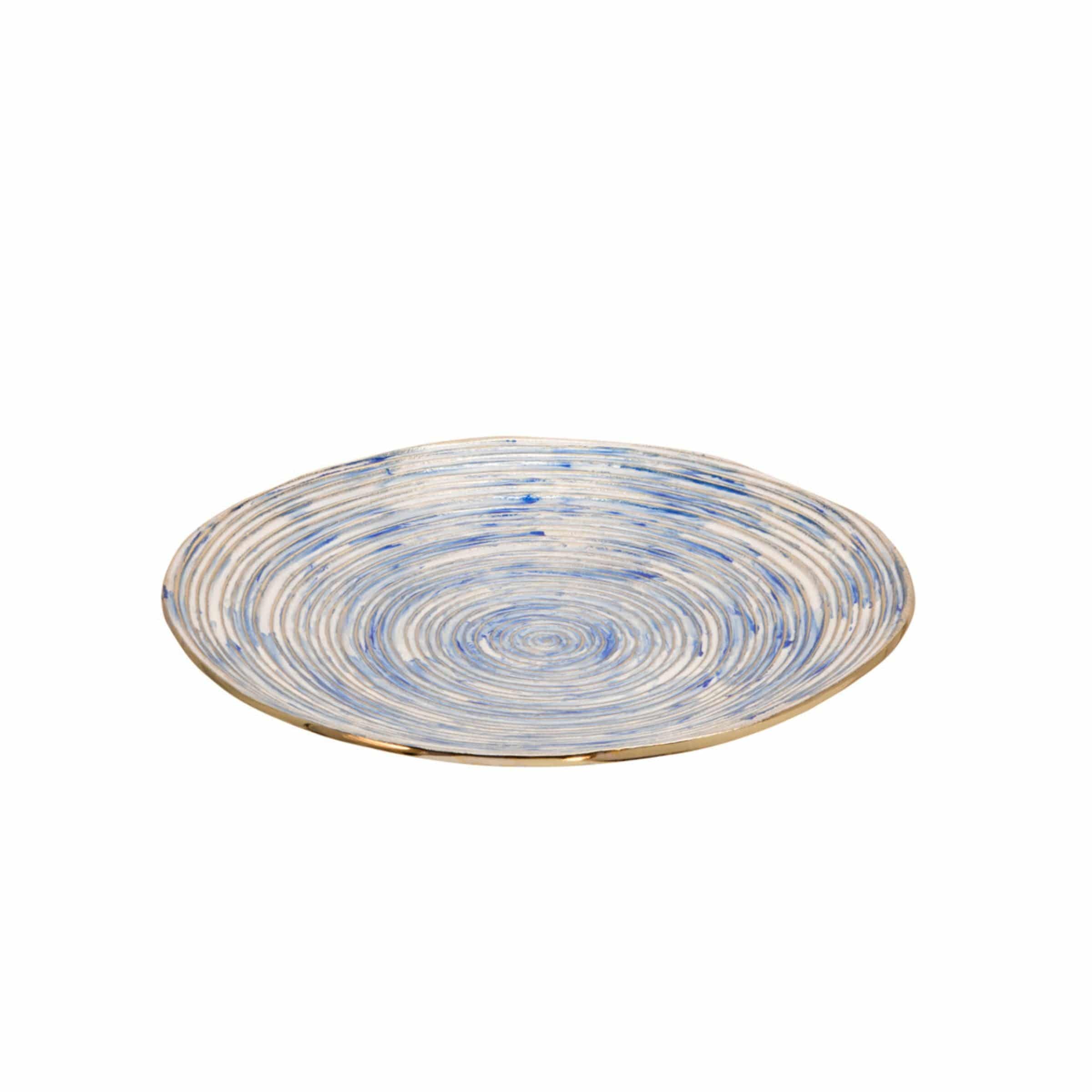 Set Of 2 Decorative Metal Swirl Tray - Blue/Multi 15559 -  Trays | مجموعة مكونة من 2 صينية دوامة معدنية للزينة - أزرق / متعدد - ebarza Furniture UAE | Shop Modern Furniture in Abu Dhabi & Dubai - مفروشات ايبازرا في الامارات | تسوق اثاث عصري وديكورات مميزة في دبي وابوظبي