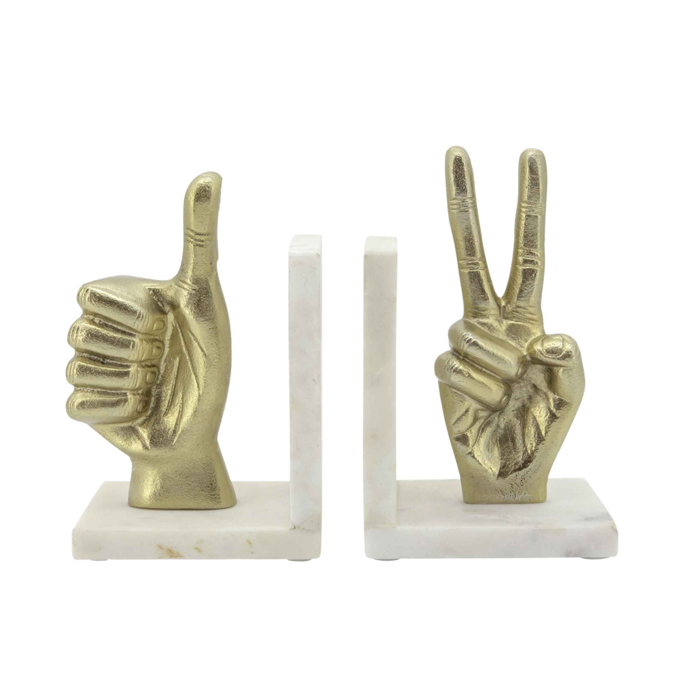 Set Of 2 Hand Sign Bookends - Gold 15670-02 -  Bookends | مجموعة من 2 مسند ظهر للافتات اليدوية - ذهبي - ebarza Furniture UAE | Shop Modern Furniture in Abu Dhabi & Dubai - مفروشات ايبازرا في الامارات | تسوق اثاث عصري وديكورات مميزة في دبي وابوظبي