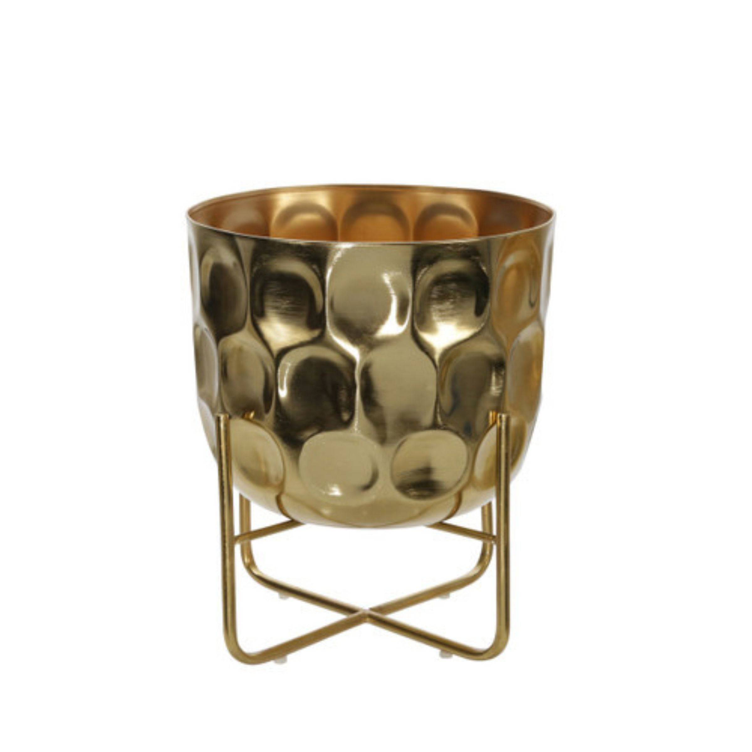 Set Of 2 Metal Hammered Planter -Gold 15147-01 -  Planter Boxes | أصيص النباتات المطرقة المعدنية - ذهبي - ebarza Furniture UAE | Shop Modern Furniture in Abu Dhabi & Dubai - مفروشات ايبازرا في الامارات | تسوق اثاث عصري وديكورات مميزة في دبي وابوظبي