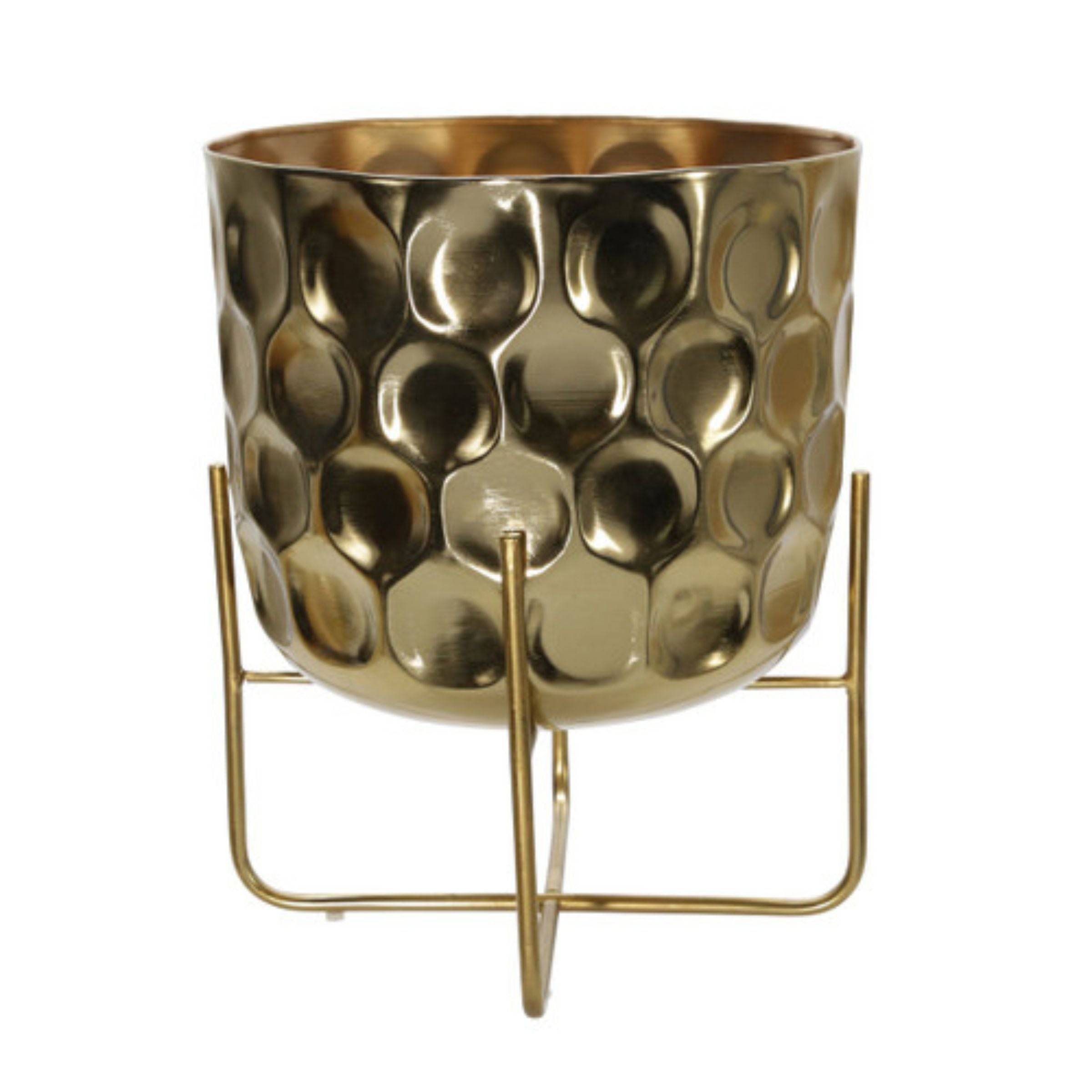 Set Of 2 Metal Hammered Planter -Gold 15147-01 -  Planter Boxes | أصيص النباتات المطرقة المعدنية - ذهبي - ebarza Furniture UAE | Shop Modern Furniture in Abu Dhabi & Dubai - مفروشات ايبازرا في الامارات | تسوق اثاث عصري وديكورات مميزة في دبي وابوظبي