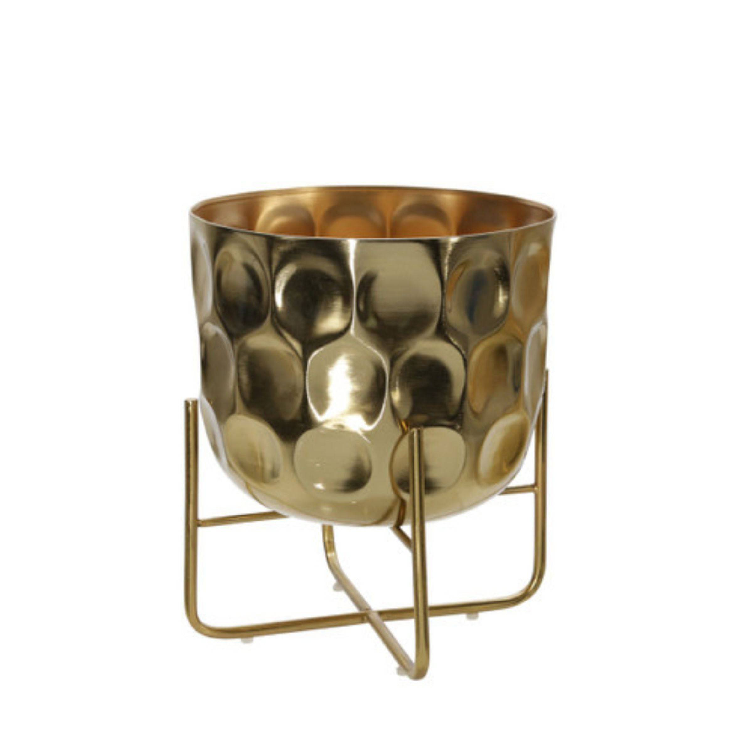 Set Of 2 Metal Hammered Planter -Gold 15147-01 -  Planter Boxes | أصيص النباتات المطرقة المعدنية - ذهبي - ebarza Furniture UAE | Shop Modern Furniture in Abu Dhabi & Dubai - مفروشات ايبازرا في الامارات | تسوق اثاث عصري وديكورات مميزة في دبي وابوظبي