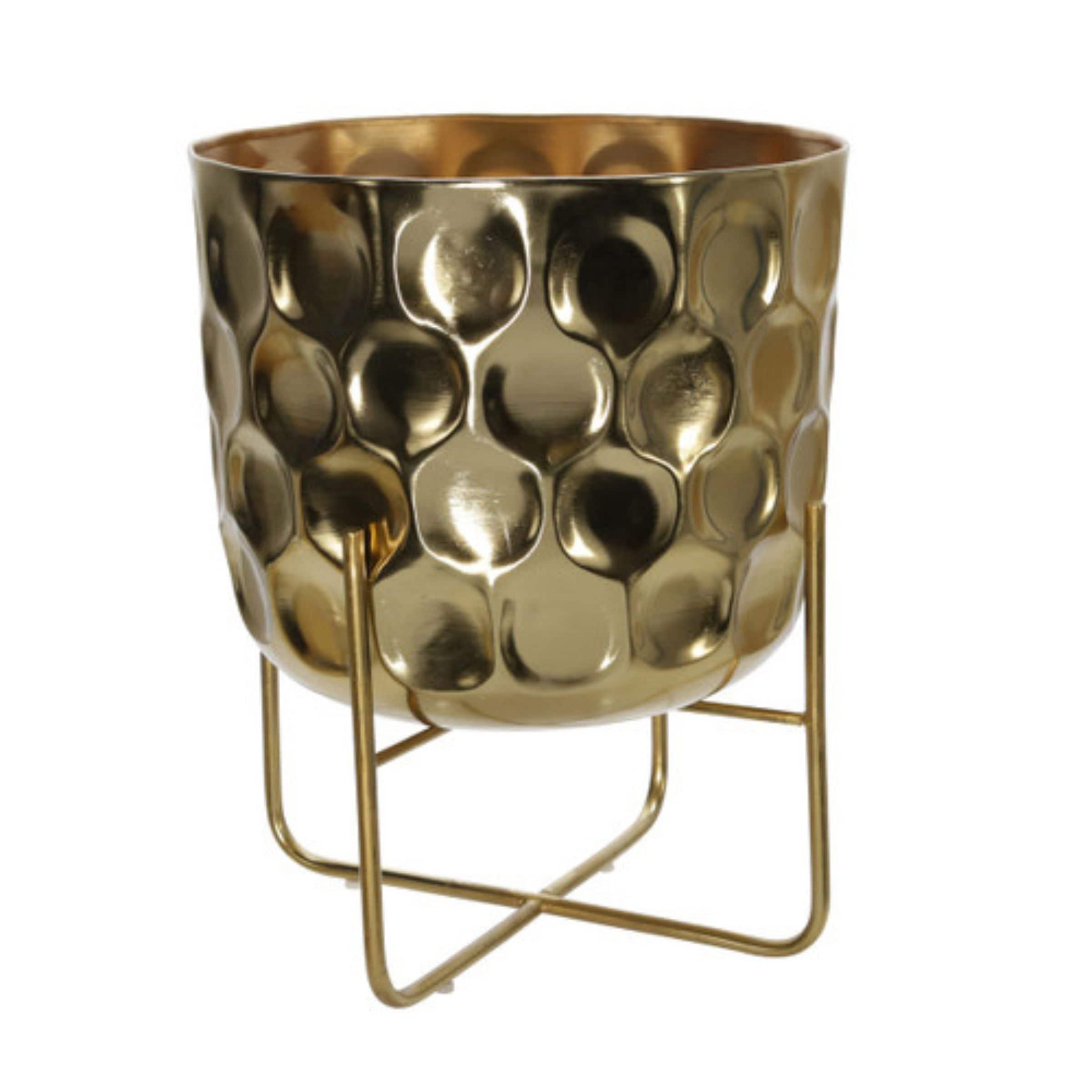 Set Of 2 Metal Hammered Planter -Gold 15147-01 -  Planter Boxes | أصيص النباتات المطرقة المعدنية - ذهبي - ebarza Furniture UAE | Shop Modern Furniture in Abu Dhabi & Dubai - مفروشات ايبازرا في الامارات | تسوق اثاث عصري وديكورات مميزة في دبي وابوظبي