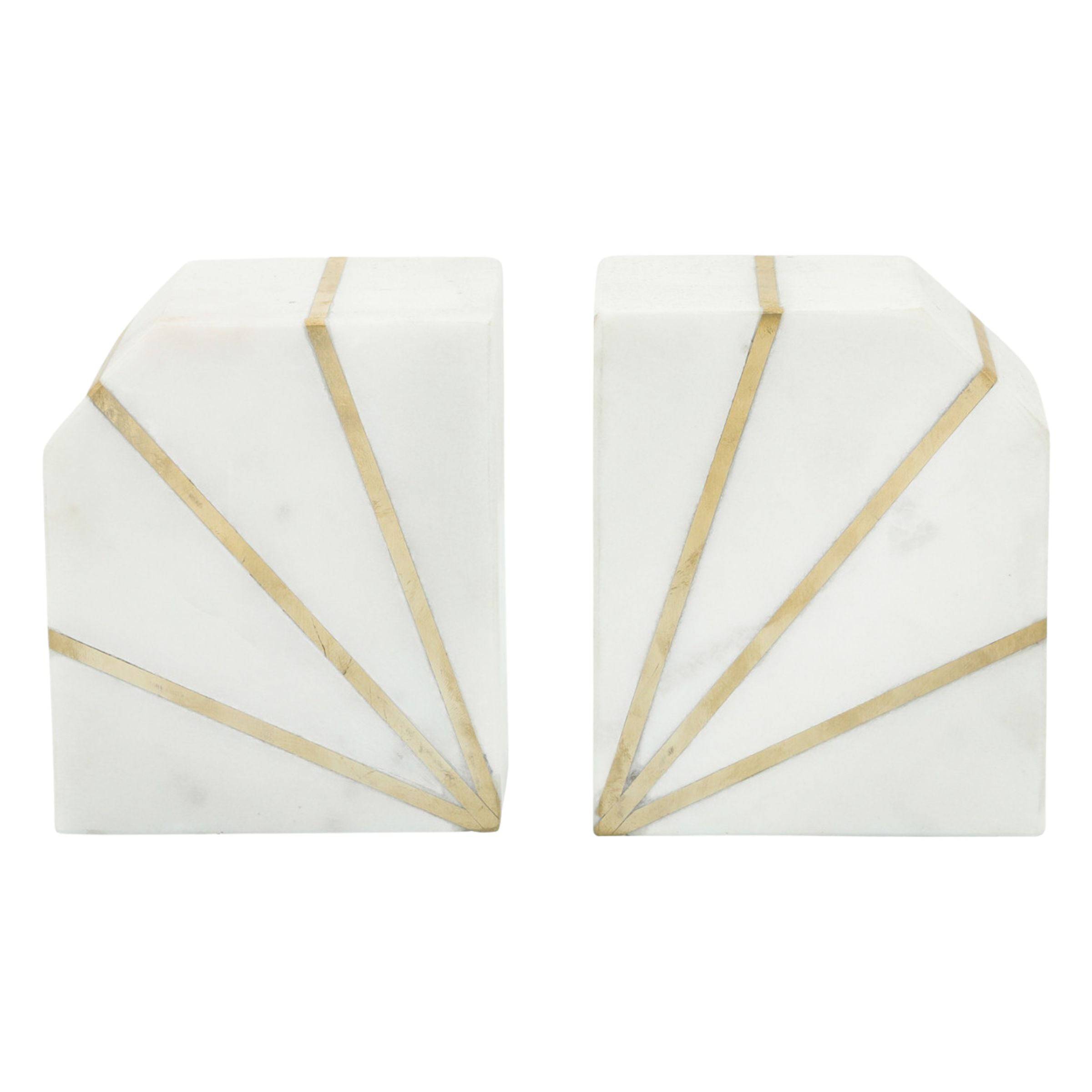 Set Of 2 Polished Bookends Marble 12 Cm - White And Gold 15978-02 -  Bookends | مجموعة من قطعتين من الرخام المصقول للدفاتر 12 سم - أبيض وذهبي - ebarza Furniture UAE | Shop Modern Furniture in Abu Dhabi & Dubai - مفروشات ايبازرا في الامارات | تسوق اثاث عصري وديكورات مميزة في دبي وابوظبي