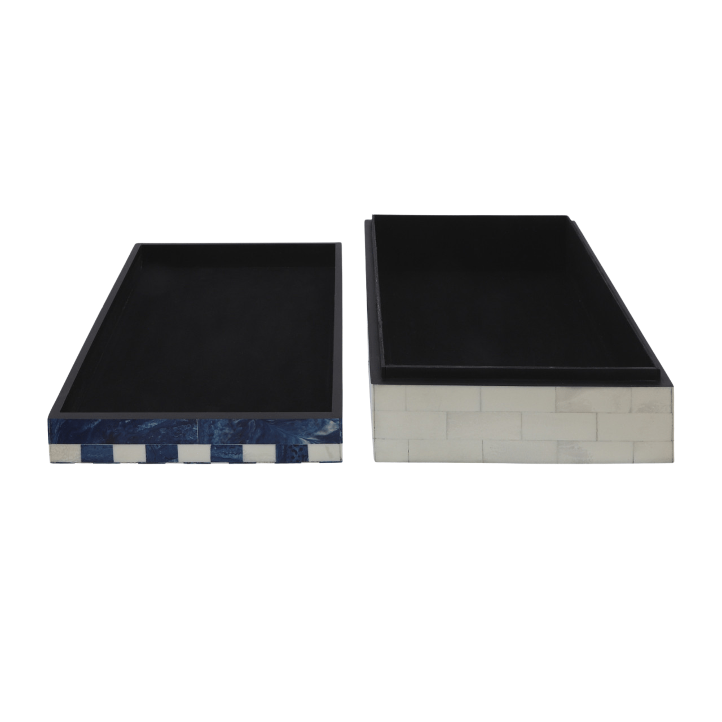 Set Of 2 Resin Decorative Box - Blue 16649 -  Decorative Boxes | مجموعة مكونة من 2 صندوق زينة من الراتنج - أزرق - ebarza Furniture UAE | Shop Modern Furniture in Abu Dhabi & Dubai - مفروشات ايبازرا في الامارات | تسوق اثاث عصري وديكورات مميزة في دبي وابوظبي