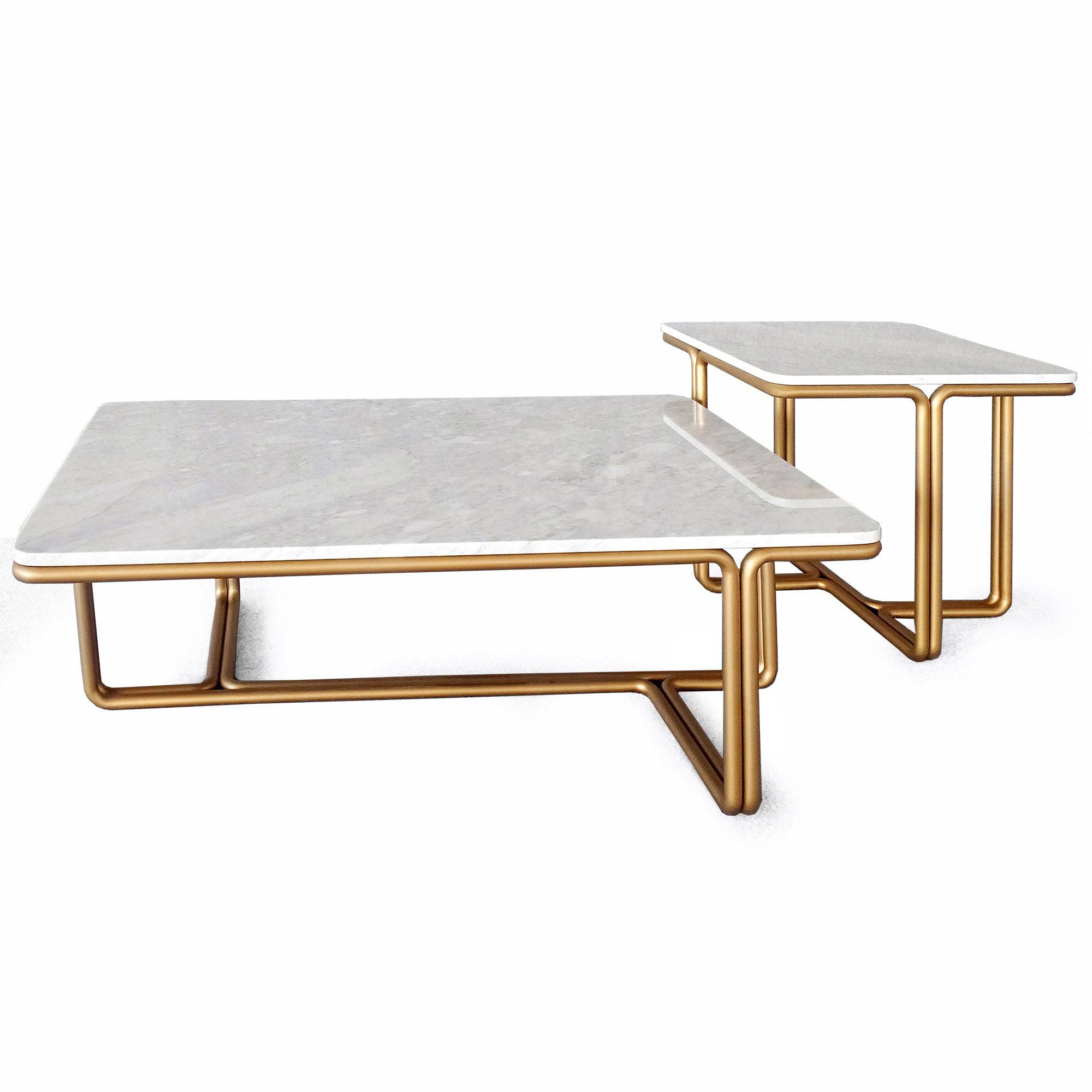 Set Of 2 Riva Natural Marble Center And Side Table 228Ct+228St -  Side Tables - ebarza Furniture UAE | Shop Modern Furniture in Abu Dhabi & Dubai - مفروشات ايبازرا في الامارات | تسوق اثاث عصري وديكورات مميزة في دبي وابوظبي