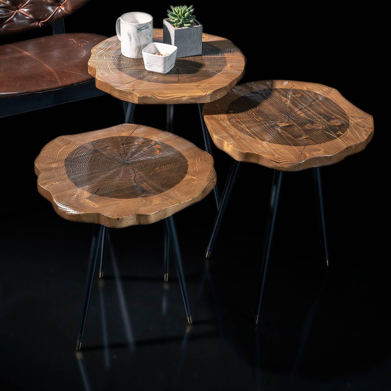 Set Of 3 Harley Service Tables -  Side Tables | مجموعة من 3 طاولات خدمة هارلي - ebarza Furniture UAE | Shop Modern Furniture in Abu Dhabi & Dubai - مفروشات ايبازرا في الامارات | تسوق اثاث عصري وديكورات مميزة في دبي وابوظبي