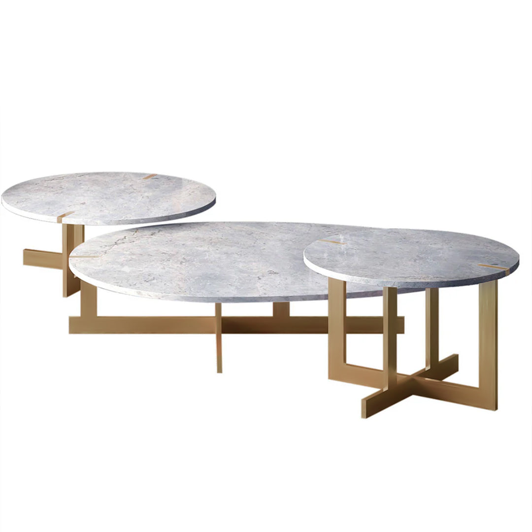 Set Of 3 Kirona Natural Marble Tables 338Ct+St+Et -  Side Tables - ebarza Furniture UAE | Shop Modern Furniture in Abu Dhabi & Dubai - مفروشات ايبازرا في الامارات | تسوق اثاث عصري وديكورات مميزة في دبي وابوظبي