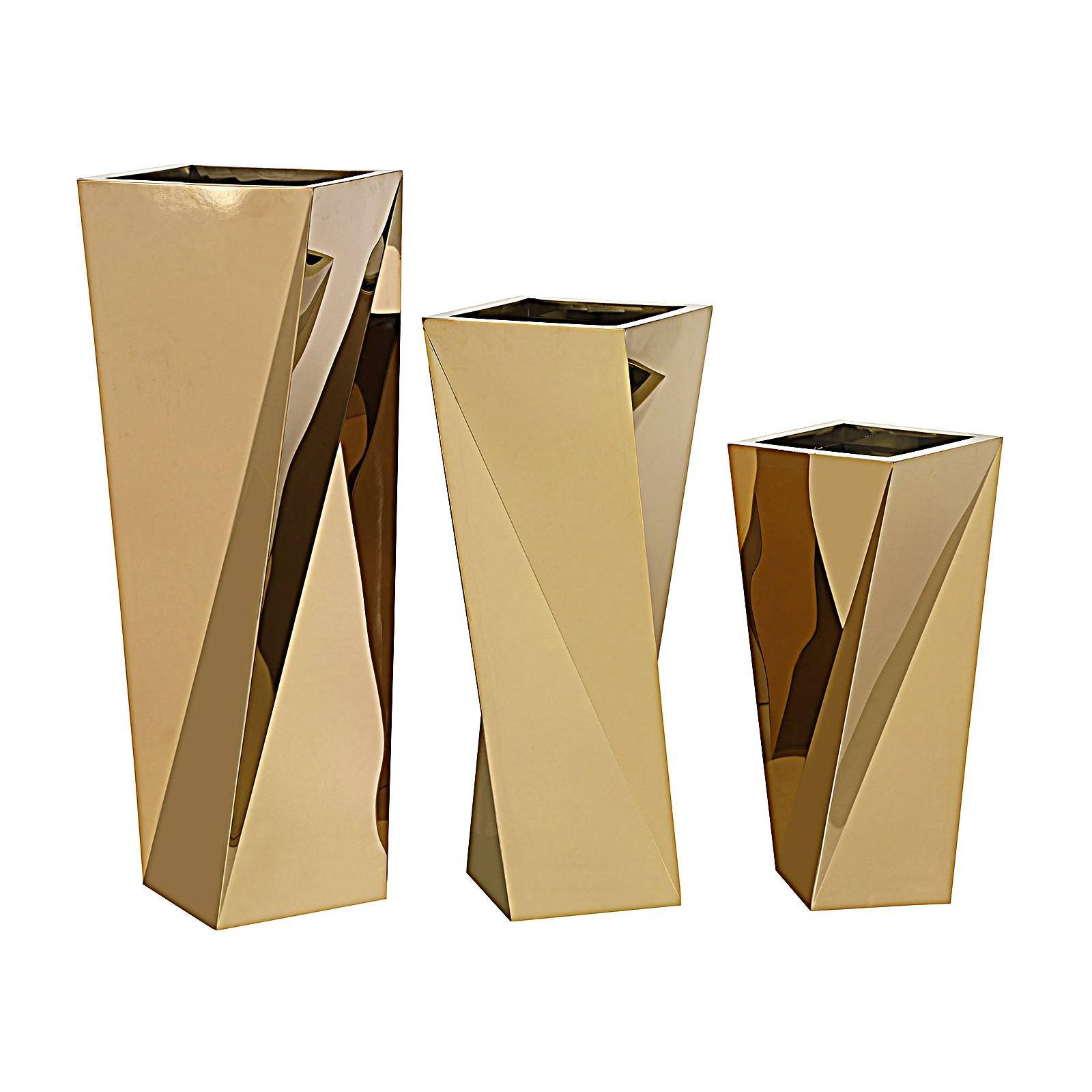 Set Of 3 Large Stainless Steel Planter Box Jks090-91-92 Tg-P02-G -  Planter Boxes | مجموعة من 3 صناديق زراعه كبيرة مصنوعة يدويًا من الفولاذ المقاوم للصدأ - ebarza Furniture UAE | Shop Modern Furniture in Abu Dhabi & Dubai - مفروشات ايبازرا في الامارات | تسوق اثاث عصري وديكورات مميزة في دبي وابوظبي