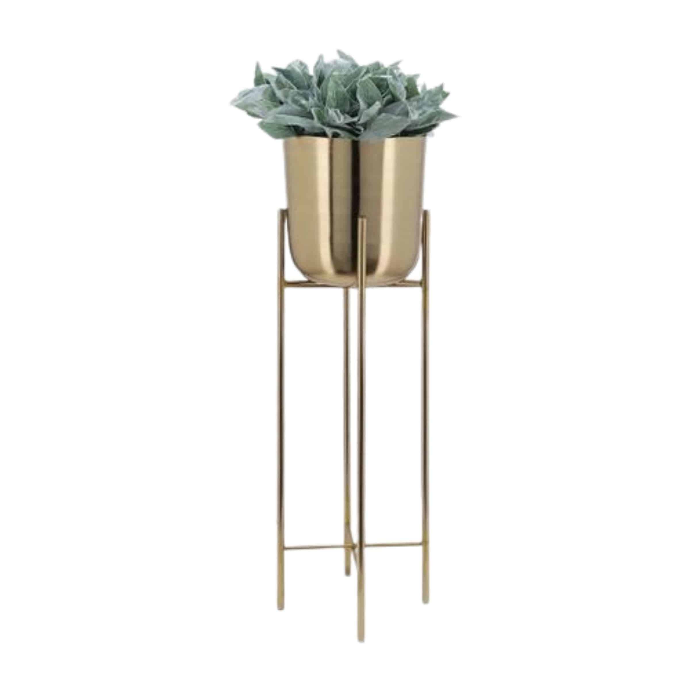 Set Of 3 Metal Planters On Stand - 40,30,20 Cm - Gold 14630 -  Planter Boxes | مجموعة من 3 مزارع معدنية على حامل - 40،30،20 سم - ذهبي - ebarza Furniture UAE | Shop Modern Furniture in Abu Dhabi & Dubai - مفروشات ايبازرا في الامارات | تسوق اثاث عصري وديكورات مميزة في دبي وابوظبي