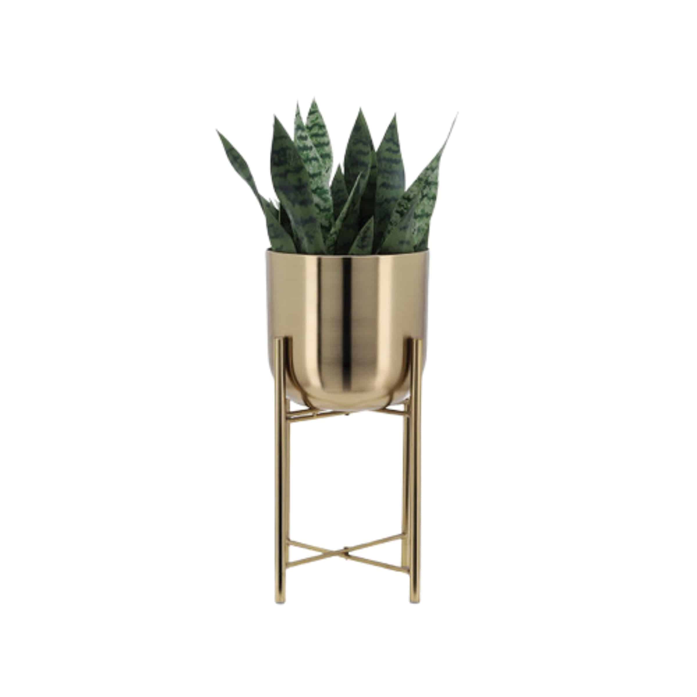 Set Of 3 Metal Planters On Stand - 40,30,20 Cm - Gold 14630 -  Planter Boxes | مجموعة من 3 مزارع معدنية على حامل - 40،30،20 سم - ذهبي - ebarza Furniture UAE | Shop Modern Furniture in Abu Dhabi & Dubai - مفروشات ايبازرا في الامارات | تسوق اثاث عصري وديكورات مميزة في دبي وابوظبي